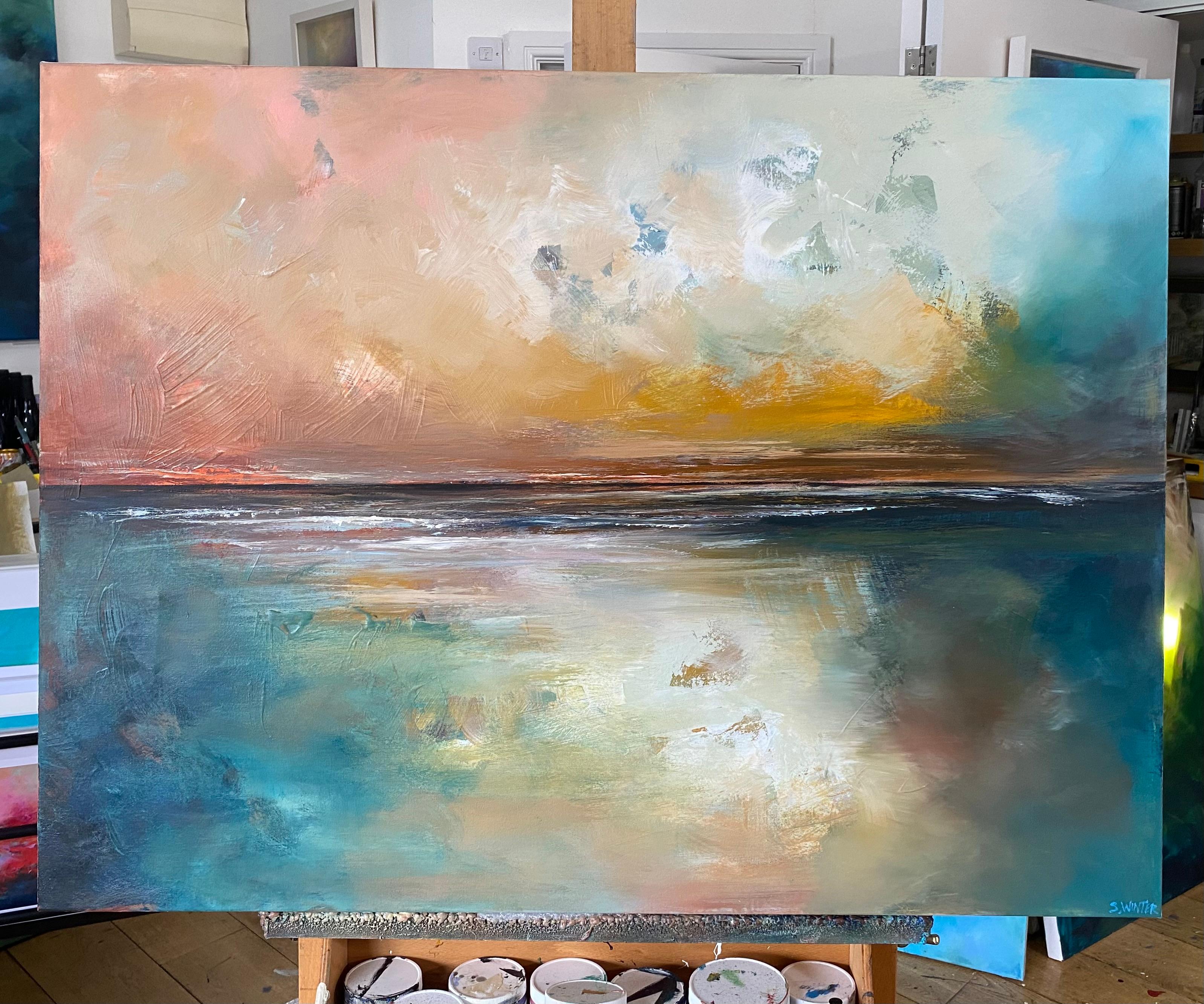 Cool Tranquility, Original Acrylic, Abstract Seascape Painting, Isle of Wight For Sale 1