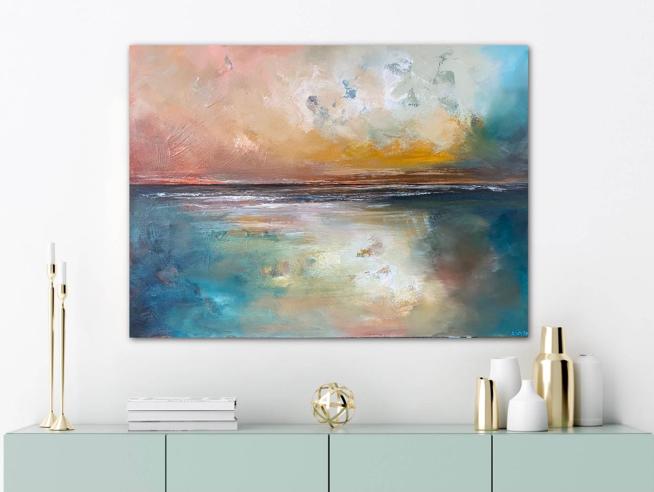 Cool Tranquility, Original Acrylic, Abstract Seascape Painting, Isle of Wight For Sale 2