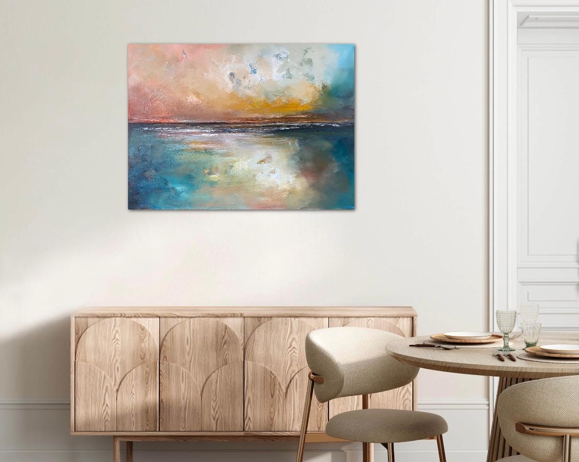 Cool Tranquility, Original Acrylic, Abstract Seascape Painting, Isle of Wight For Sale 5