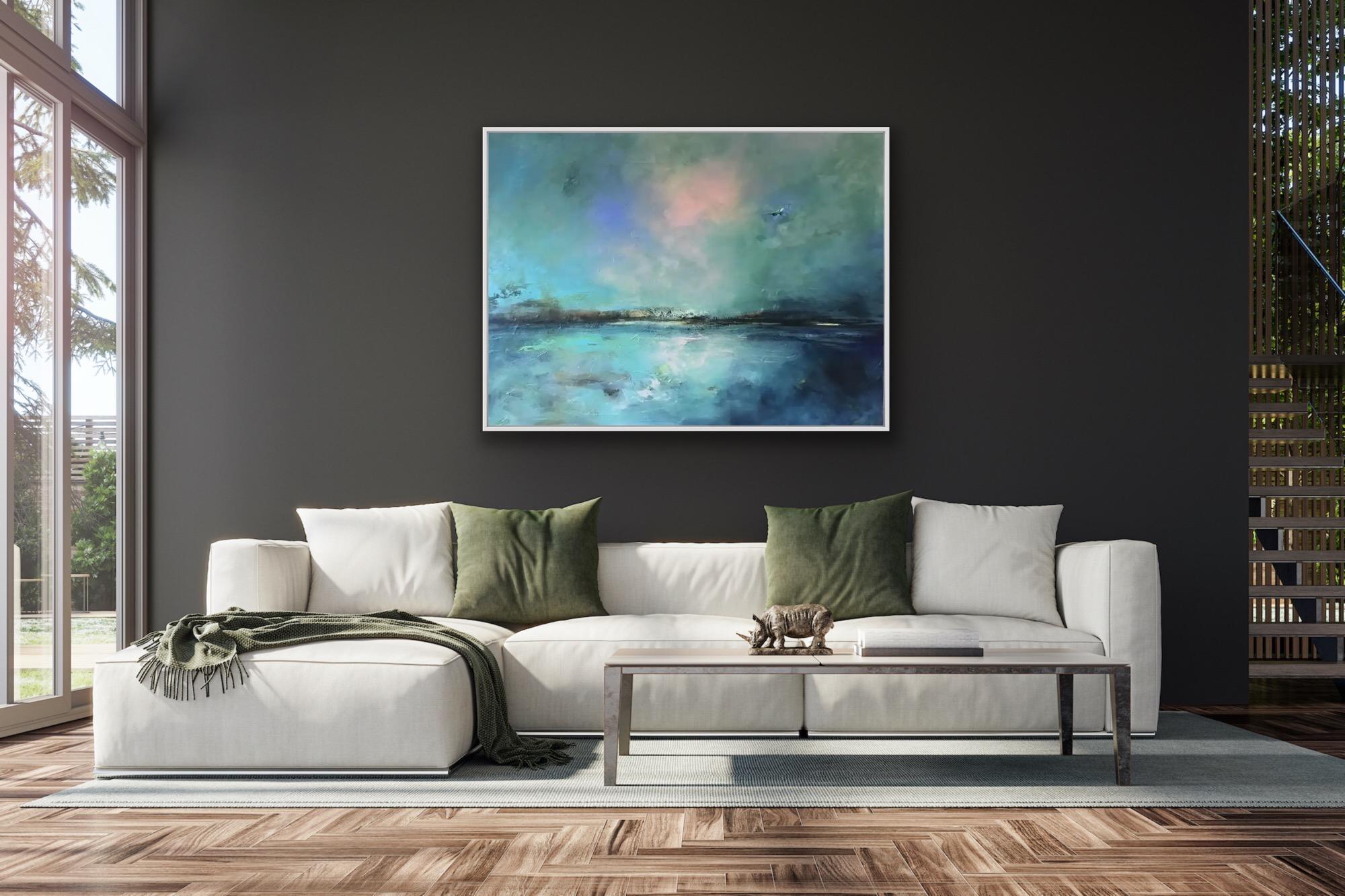 Serene Confidence was created from a collection of sketches drawn in situ whilst in Priory Bay, Isle of White. A beautifully dramatic, calm evening with a hint of pink. It is important to lay down the colours within the sketches as you sometimes can