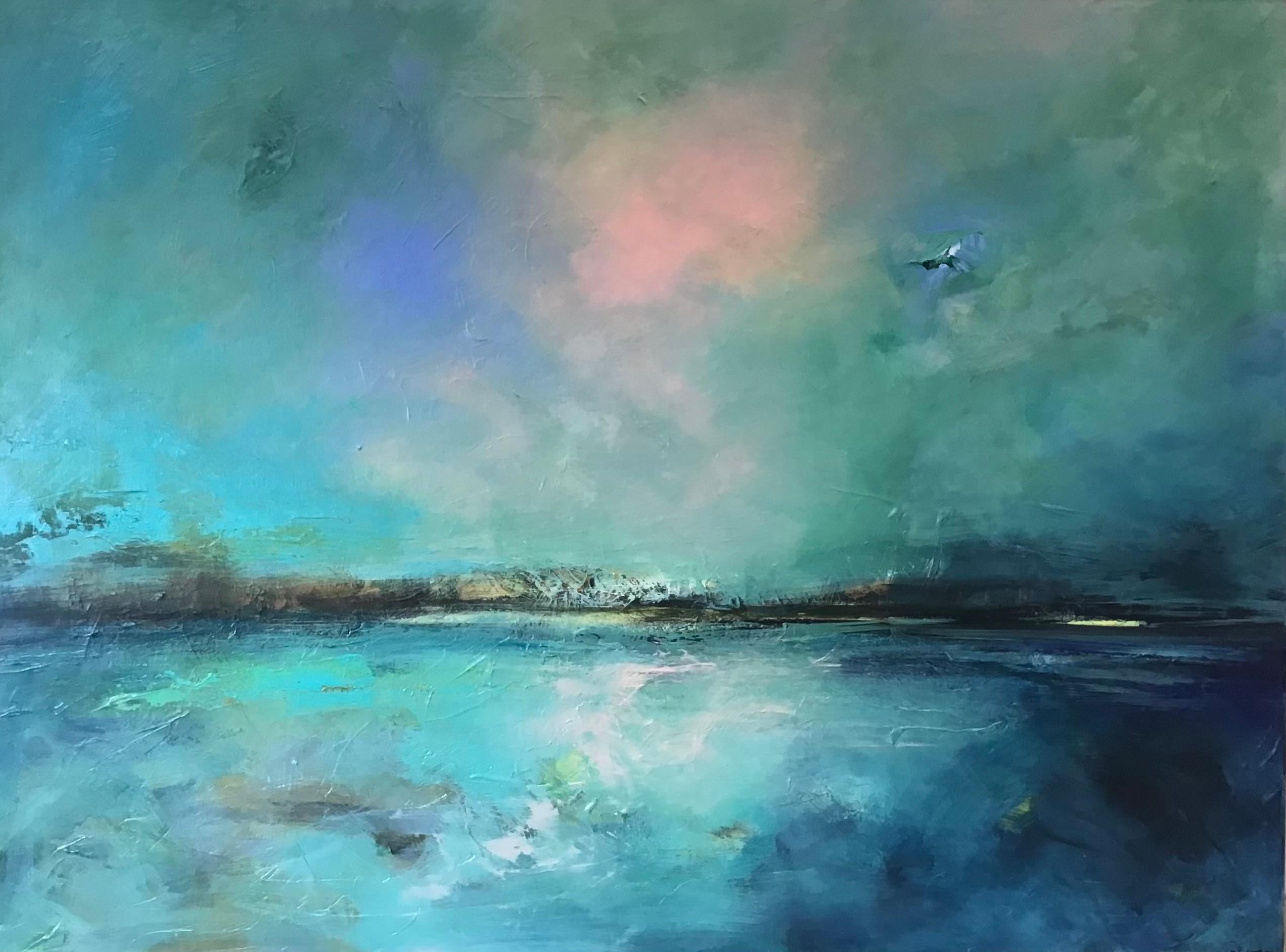 Susanne Winter Abstract Painting - Serene Confidence, Original Acrylic, Abstract Seascape Painting, Isle of Wight