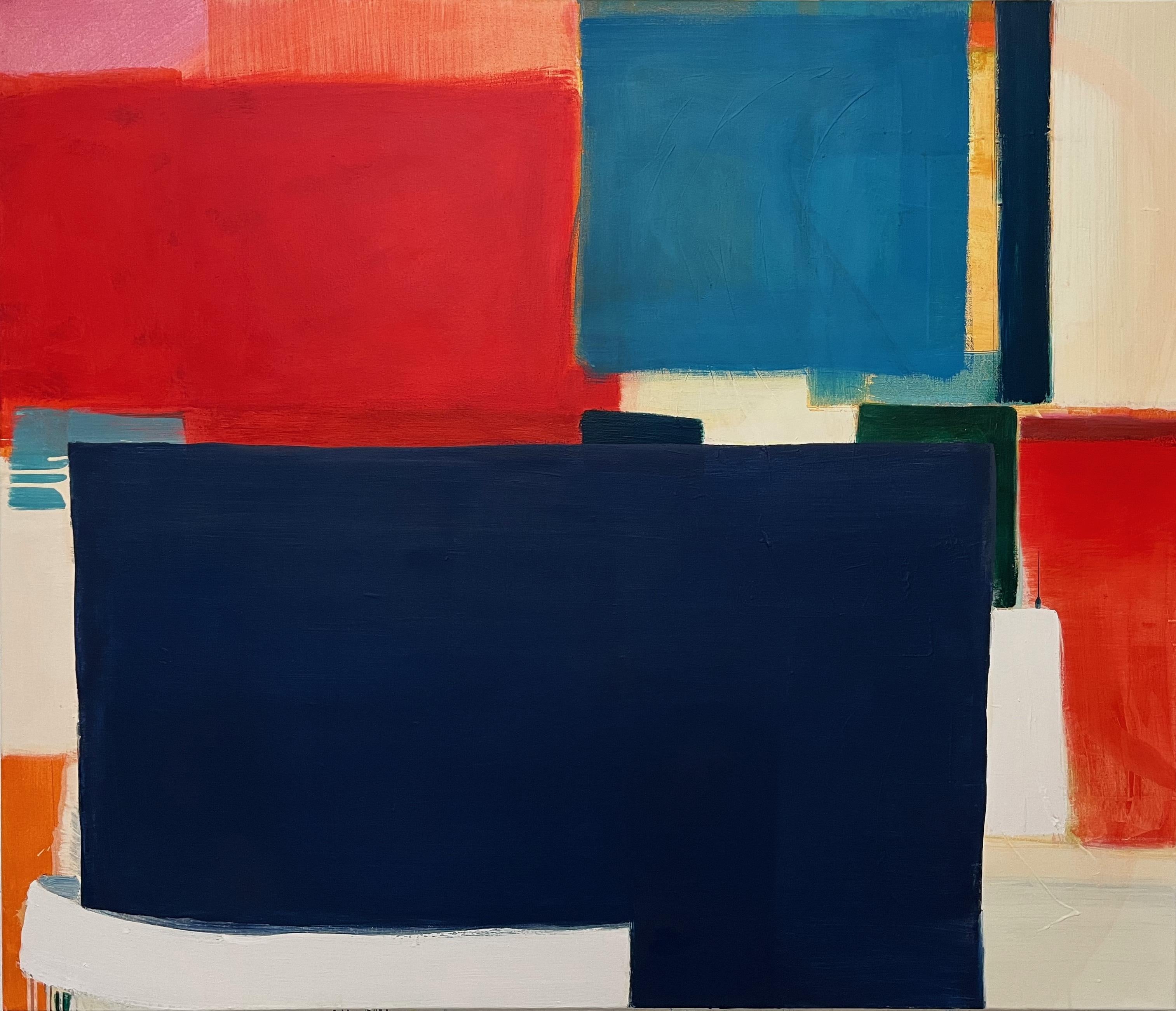 Unter freiem Himmel -  Un colorato dipinto astratto a tempera all'uovo - Painting di Susanne Zuehlke