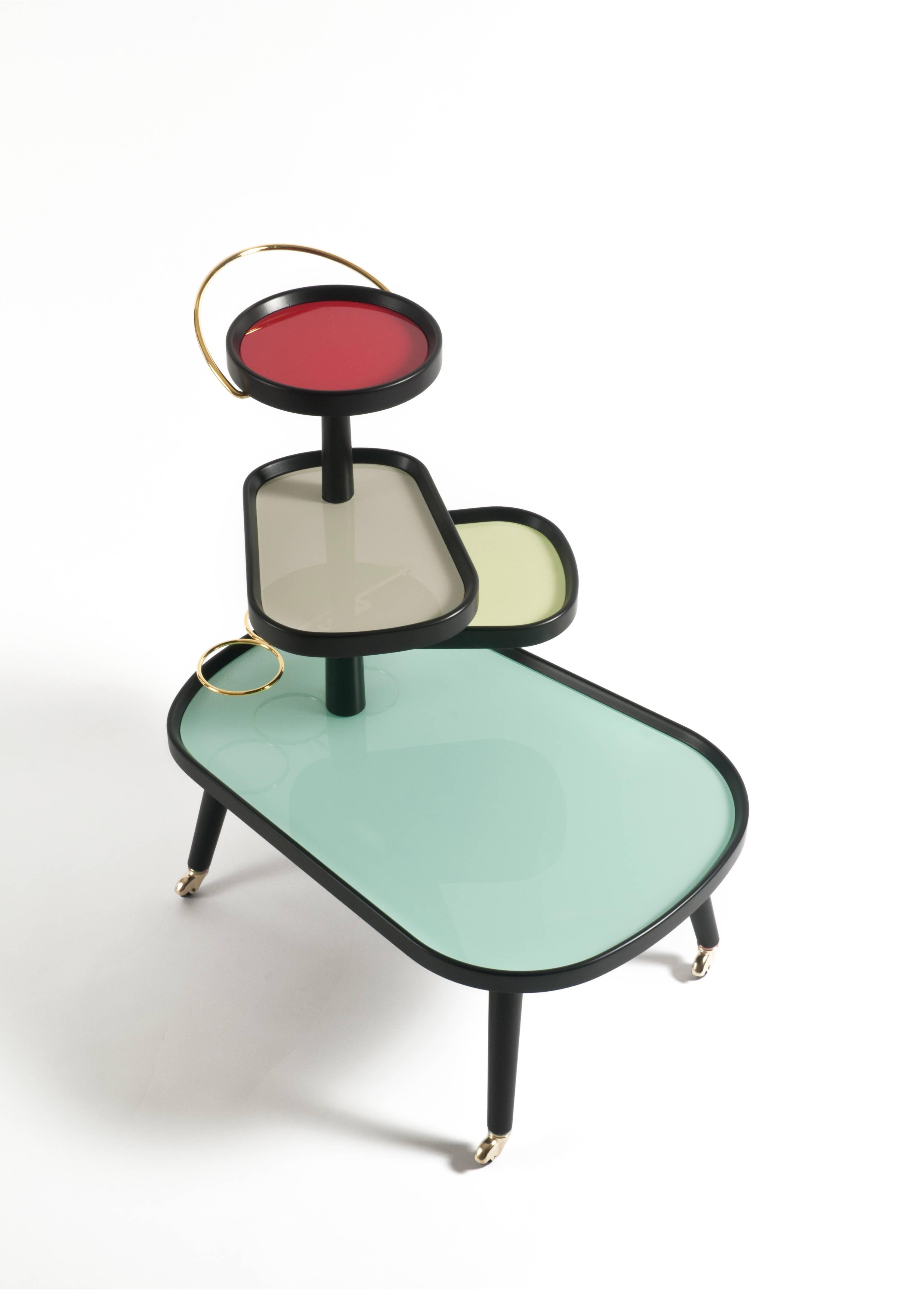XXIe siècle et contemporain Quatre étagères grises Sushi Kart de Colé, icône du design contemporain des chariots en vente