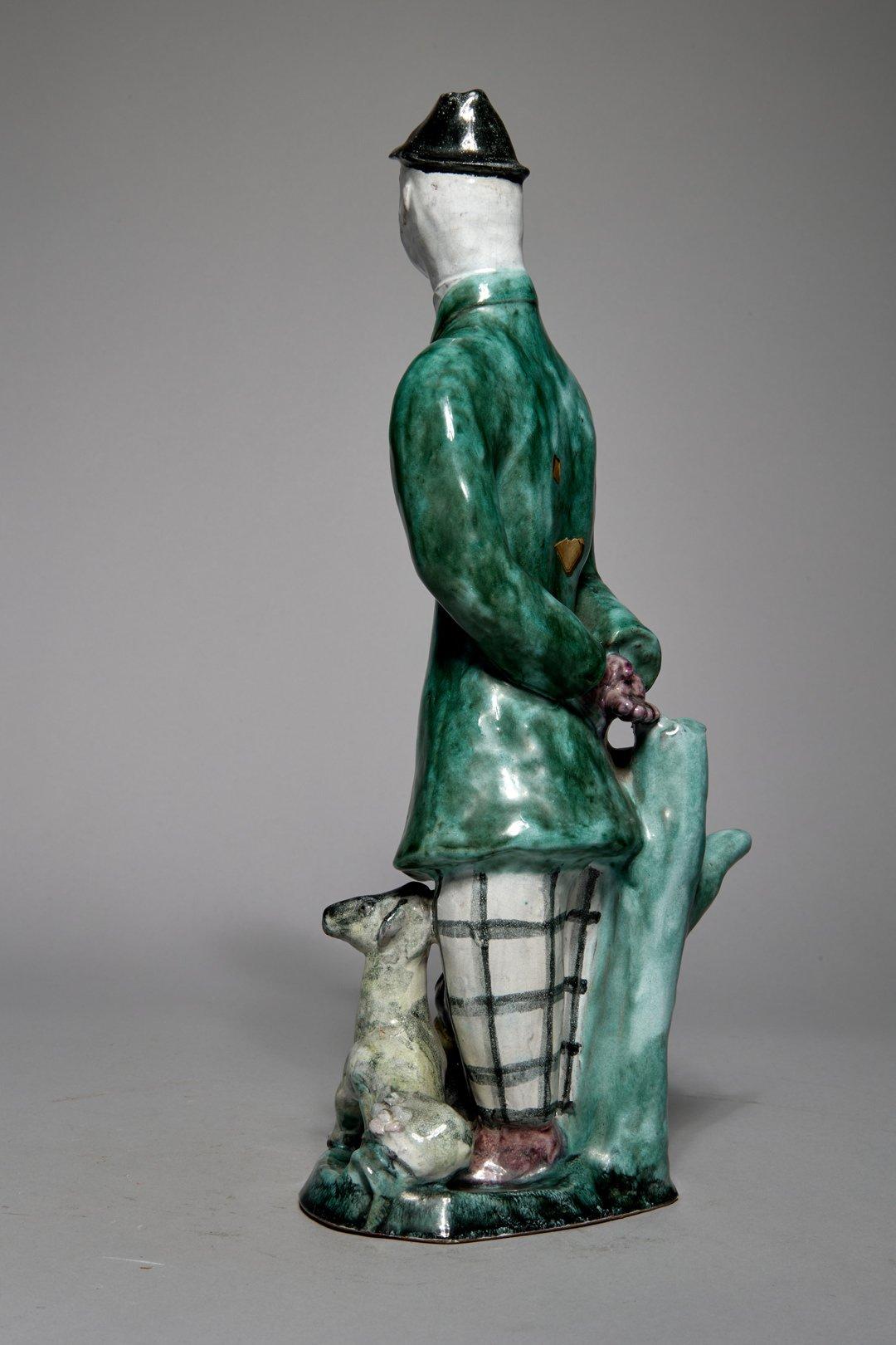 Man with Two Dogs, Early 20th Century Wiener Werkstätte Sculpture, Female Artist - Gray Figurative Sculpture by Susi Singer-Schinnerl