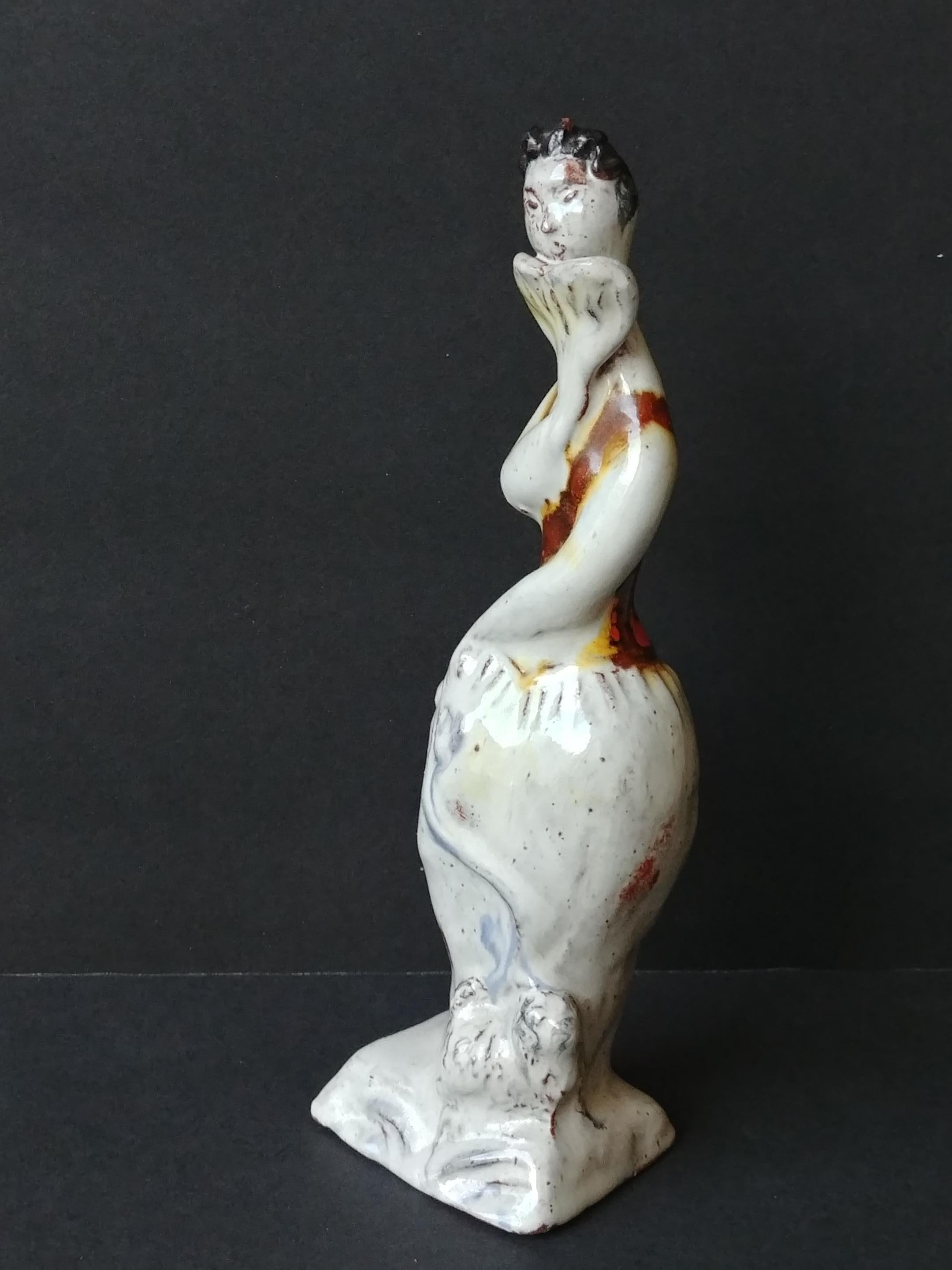 Cast Susi Singer Terracotta, Pottery/Ceramic Sculpture Girl, Signed, Gudrun Baudisch For Sale