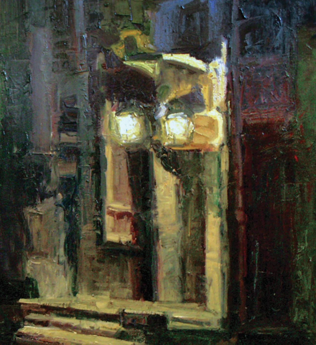 „Back Alley Nocturne“ (2008) von Susie Hyer, Original Ölgemälde auf Leinwand im Angebot 6