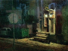 „Back Alley Nocturne“ (2008) von Susie Hyer, Original Ölgemälde auf Leinwand
