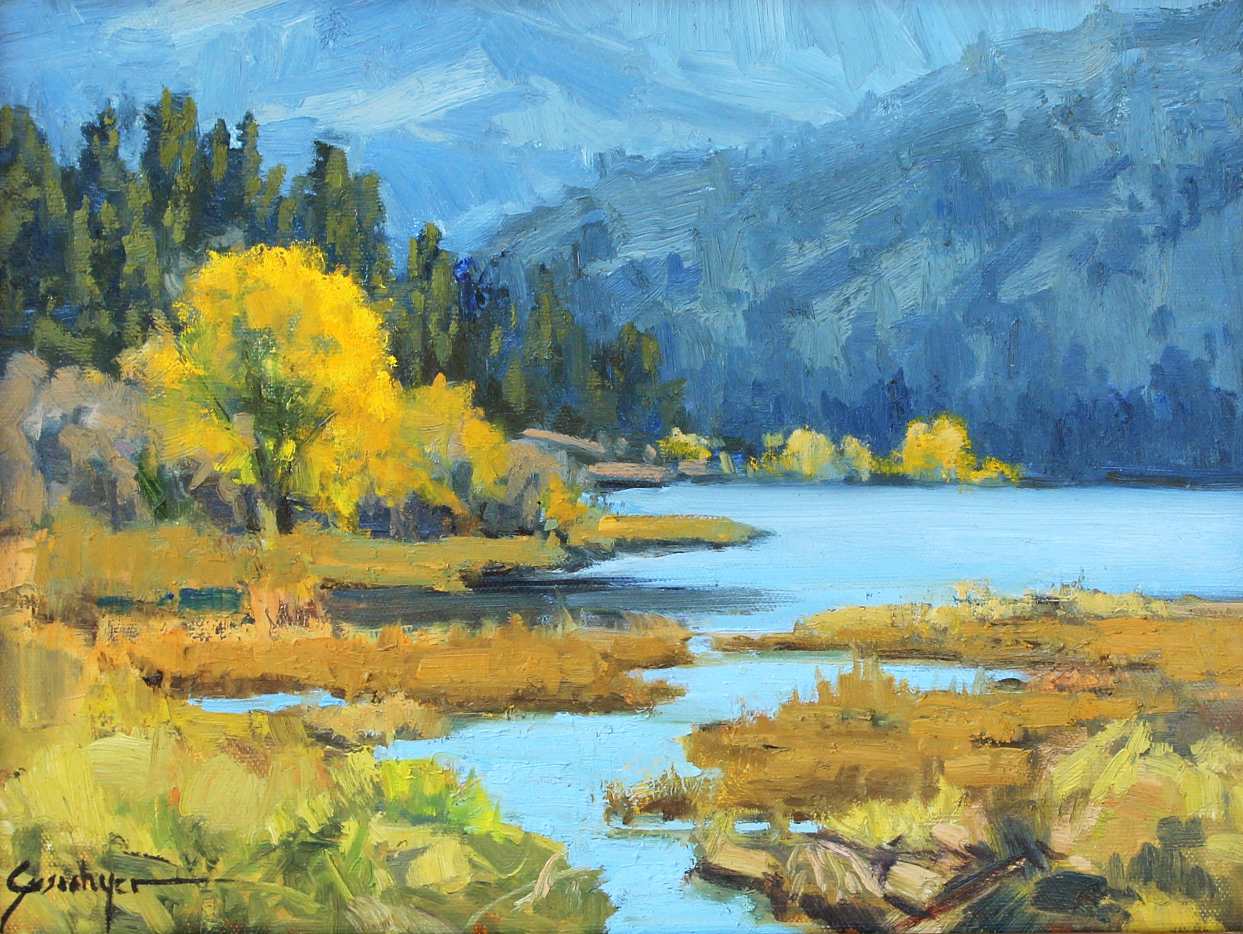 Herbst am See (Impressionismus), Painting, von Susie Hyer