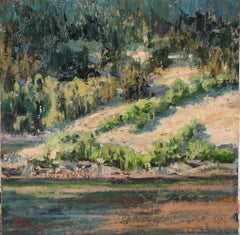 "Lakeside Hills" - Impressionist Landscape, Oil Painting on Arches Paper