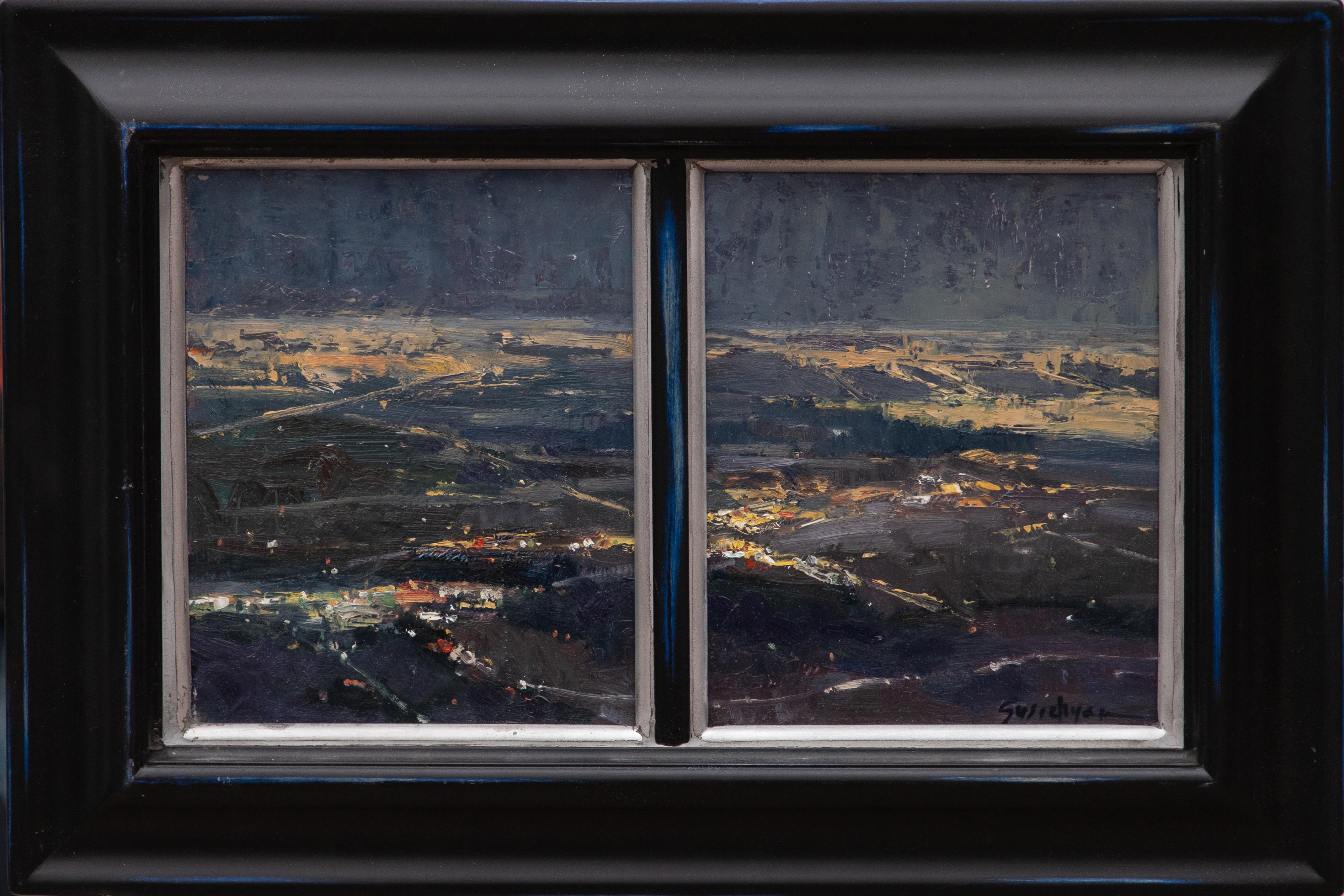 Metro Nights, Diptychon – Painting von Susie Hyer