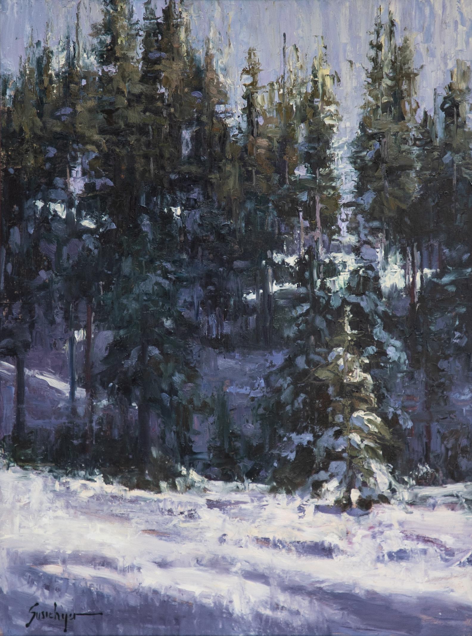 Matinée tranquille dans les Woods II - Impressionnisme Painting par Susie Hyer
