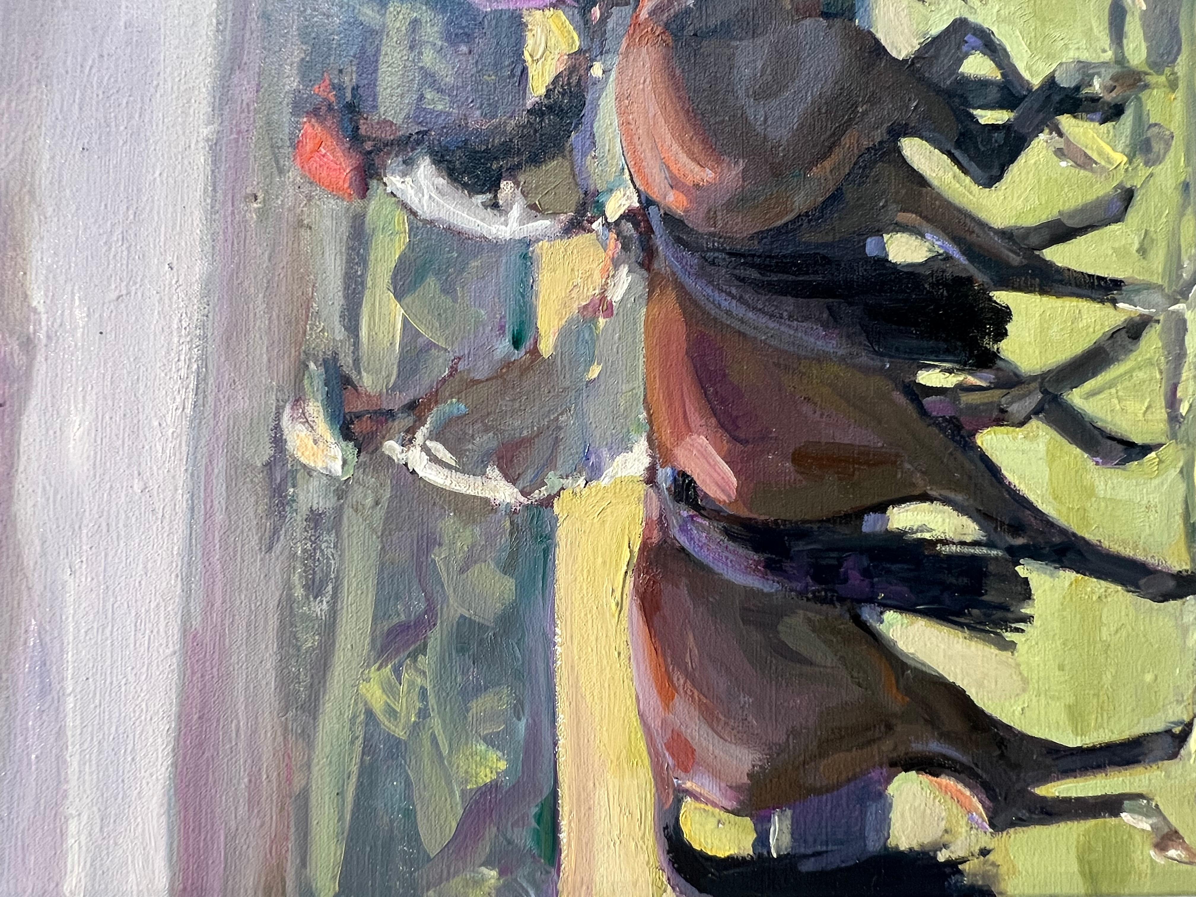 Going out, Goodwood - Gray Animal Painting by Susie Whitcombe