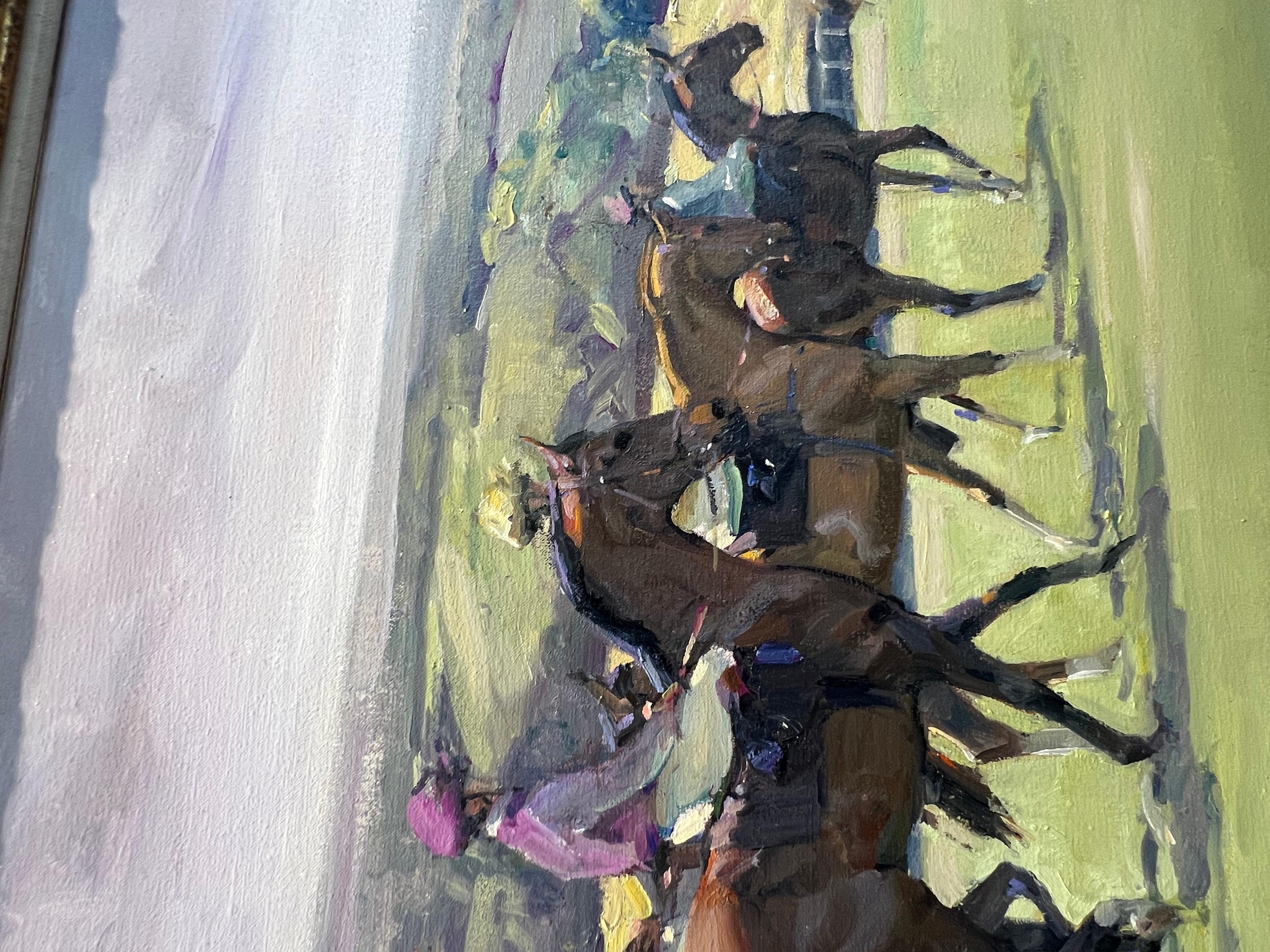 Studying in London and specializing in horse paintings and dealing with watercolors and oils. She has exhibited in London, Tokyo, and Melbourne. She has experience riding as an amateur jockey and is also a pilot, handling Super Cubs and Tiger Moths