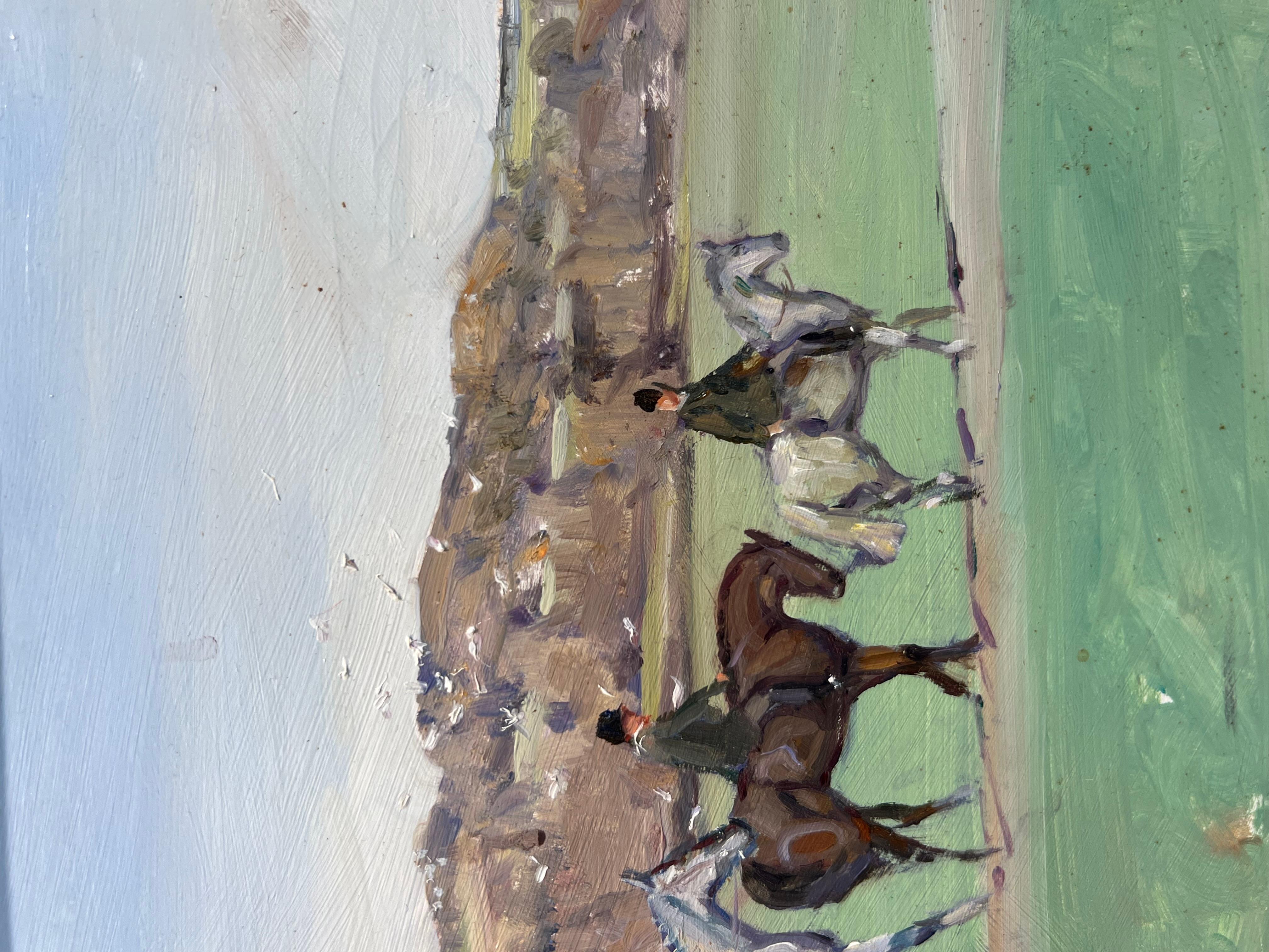 Living and painting in England, Whitcombe has been familiarized with fox hunting and also painting hunt scenes. This paining is depicting the Quorn Hunt that takes place in Leicestershire. The hunt was founded in 1696 and is one of the most popular