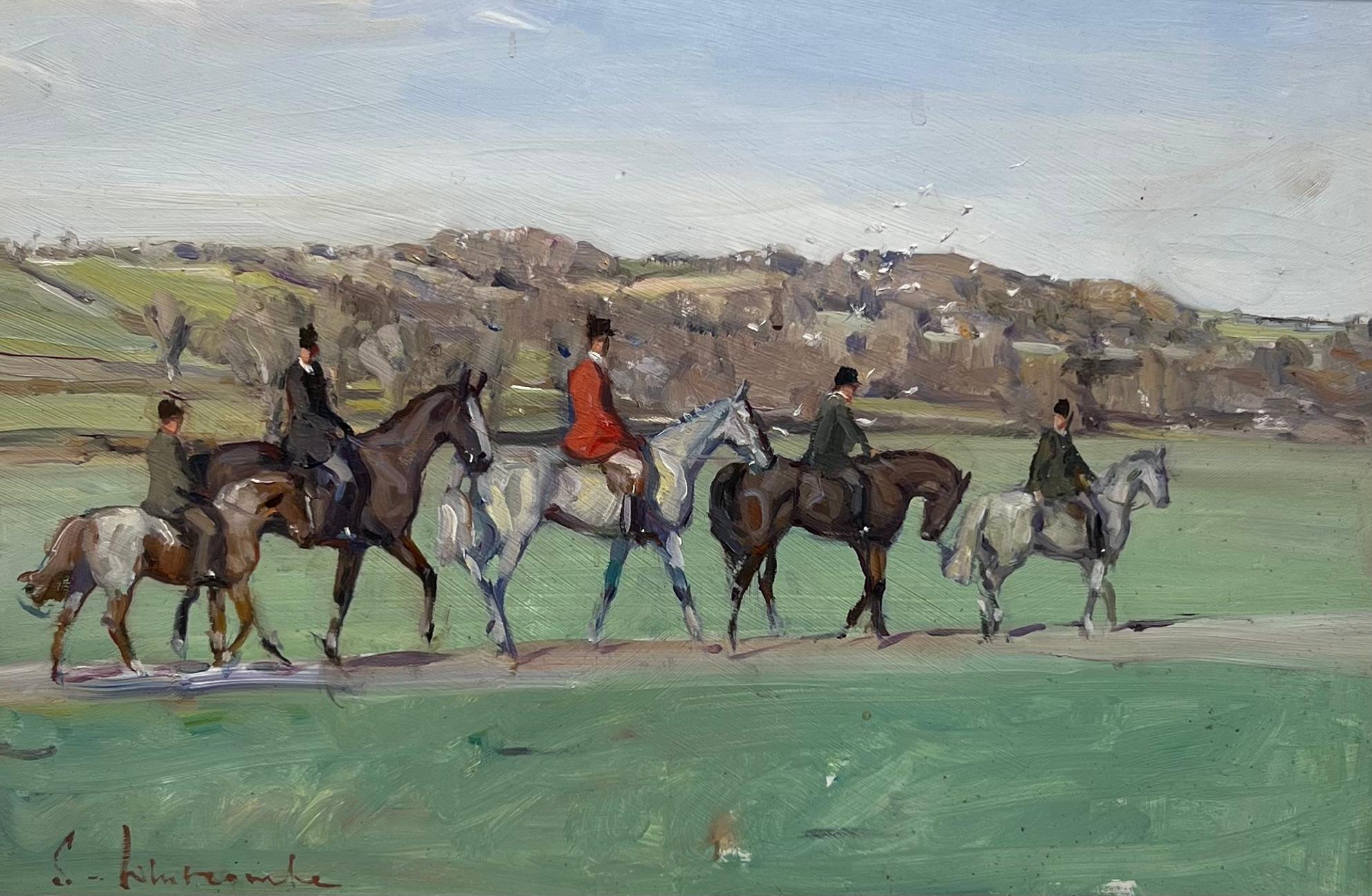 Susie Whitcombe Landscape Painting - Leicestershire Hunting Morning