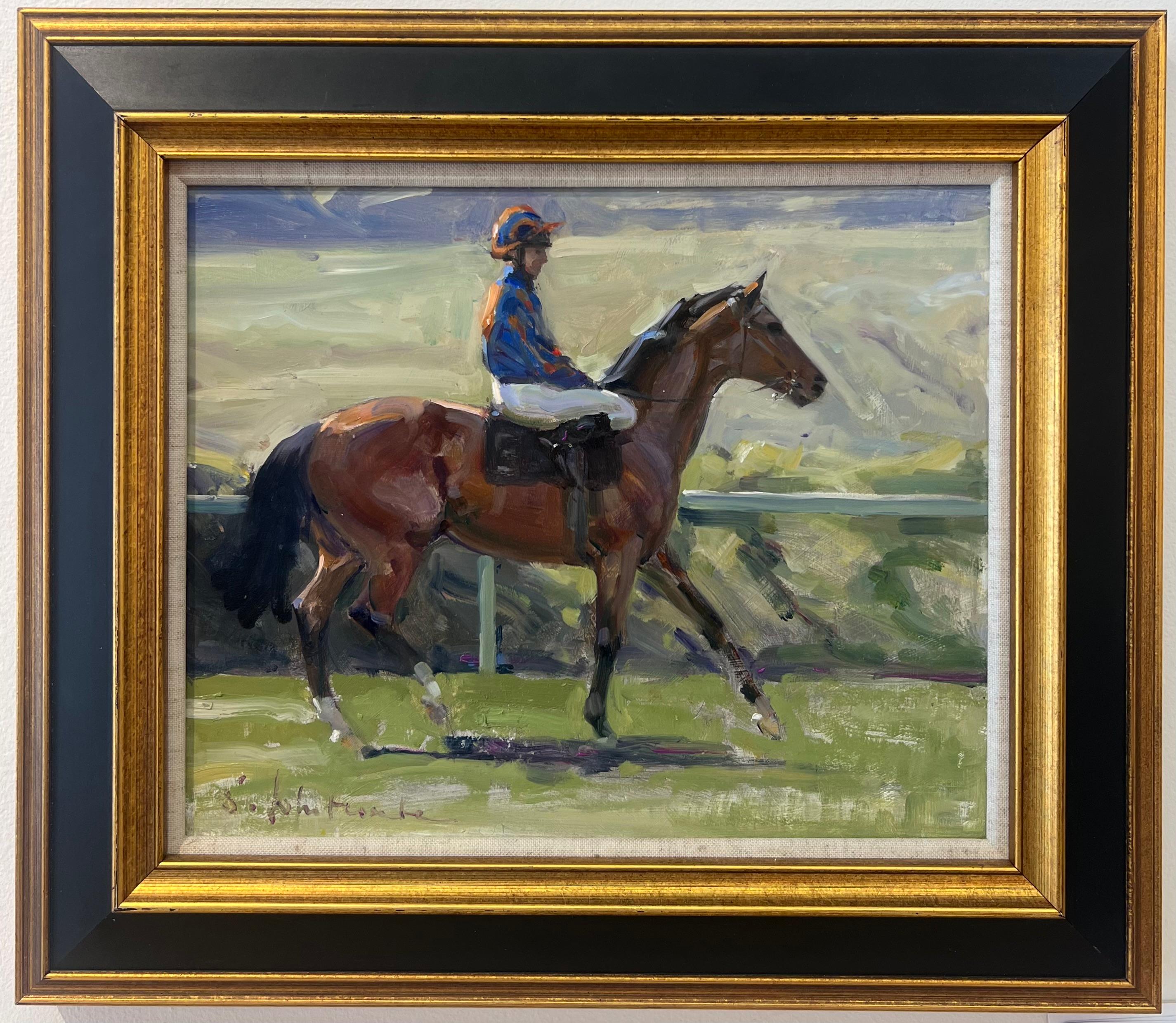 Mogul, Ryan Moore, Goodwood - Painting by Susie Whitcombe