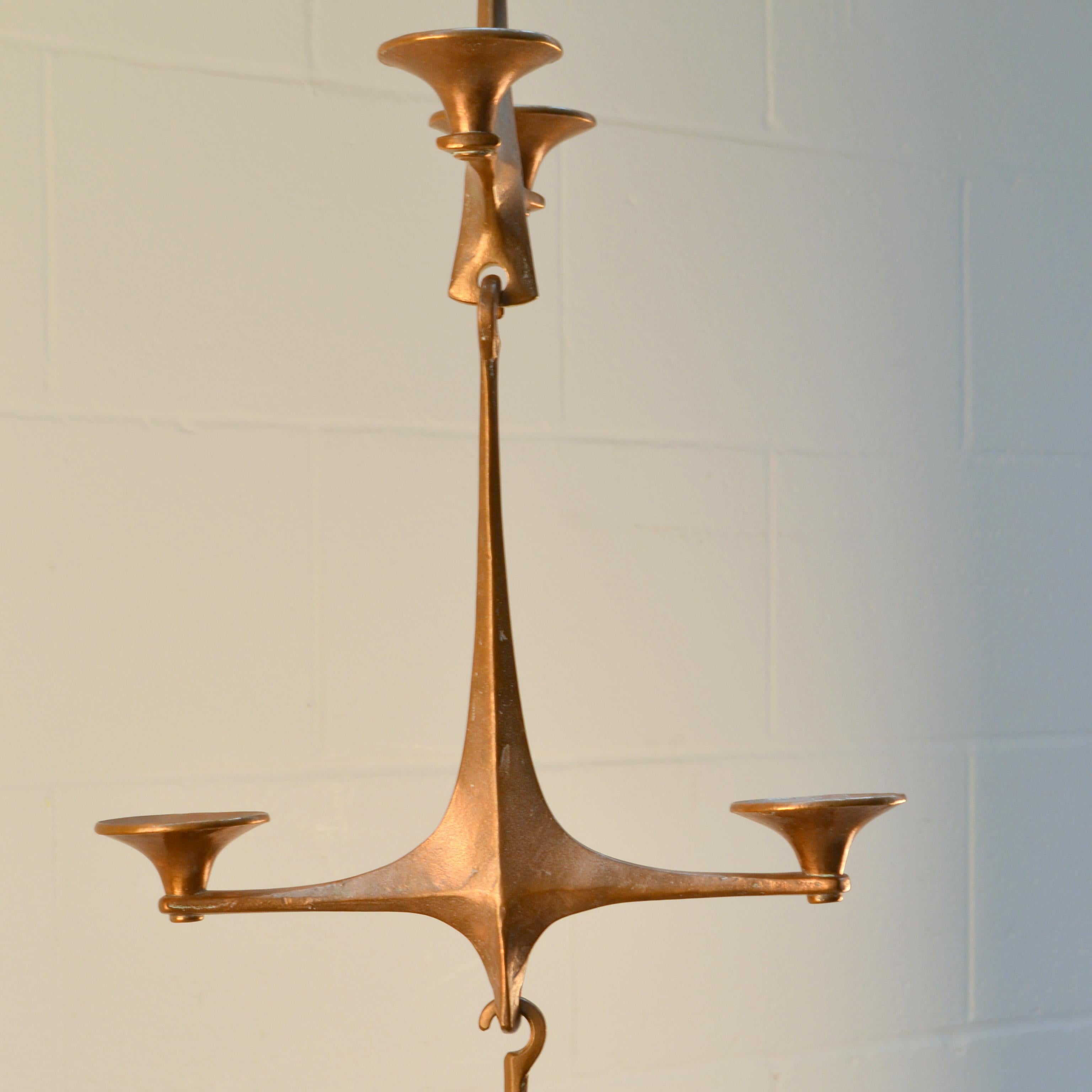 Mid-Century Modern Suspended Bronze Candelabra by Harjes 1960's