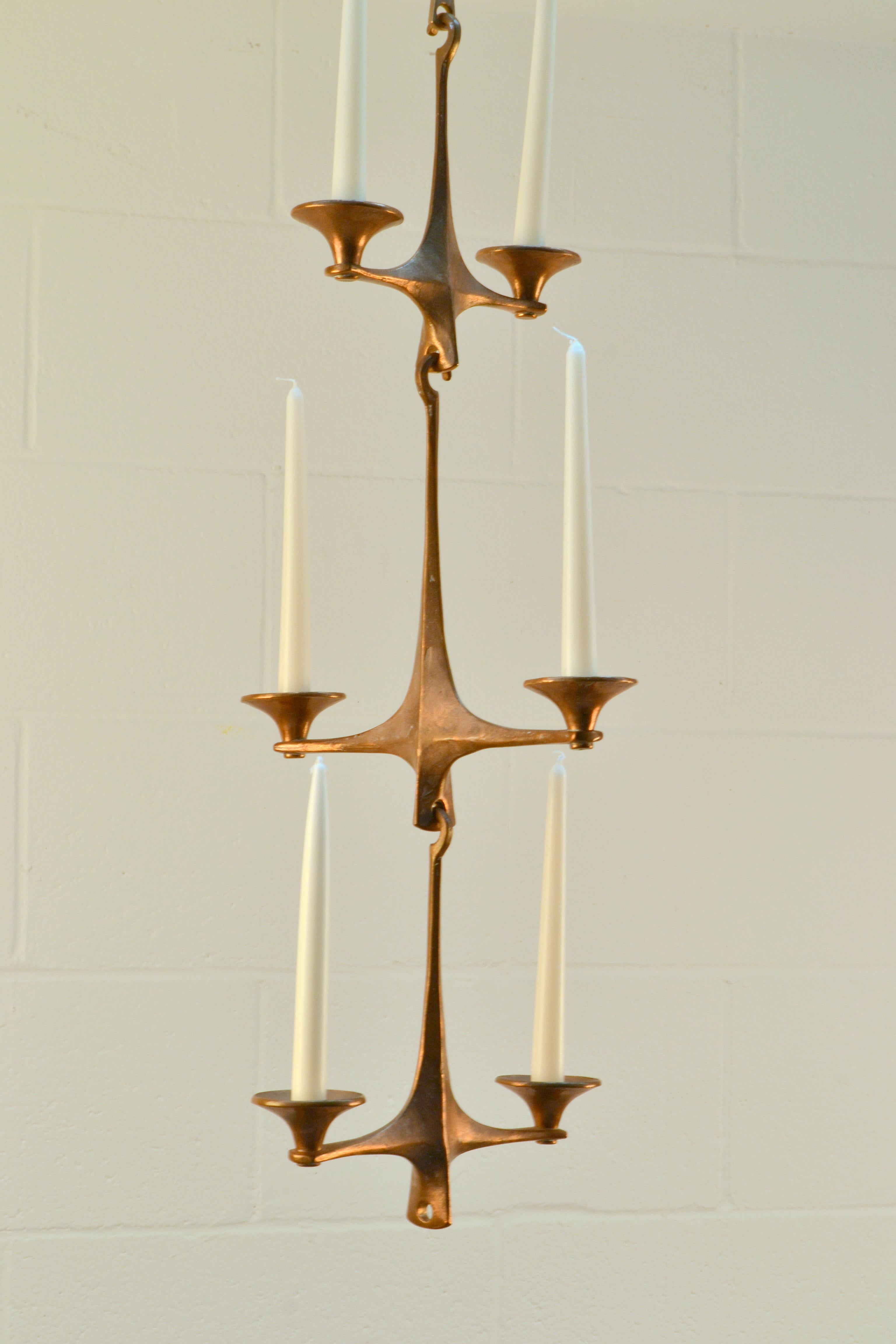 Cast Suspended Bronze Candelabra by Harjes 1960's