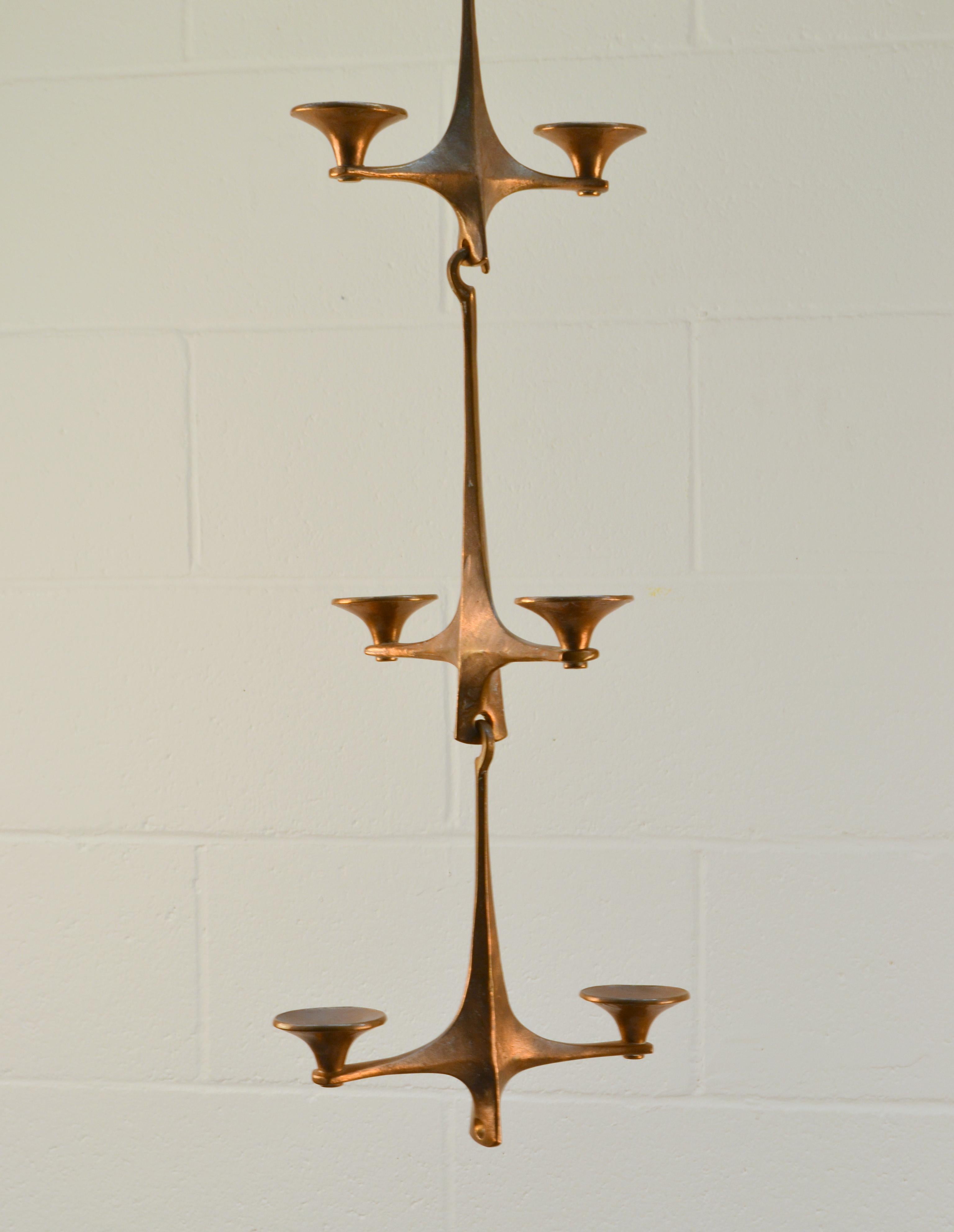 Mid-20th Century Suspended Bronze Candelabra by Harjes 1960's
