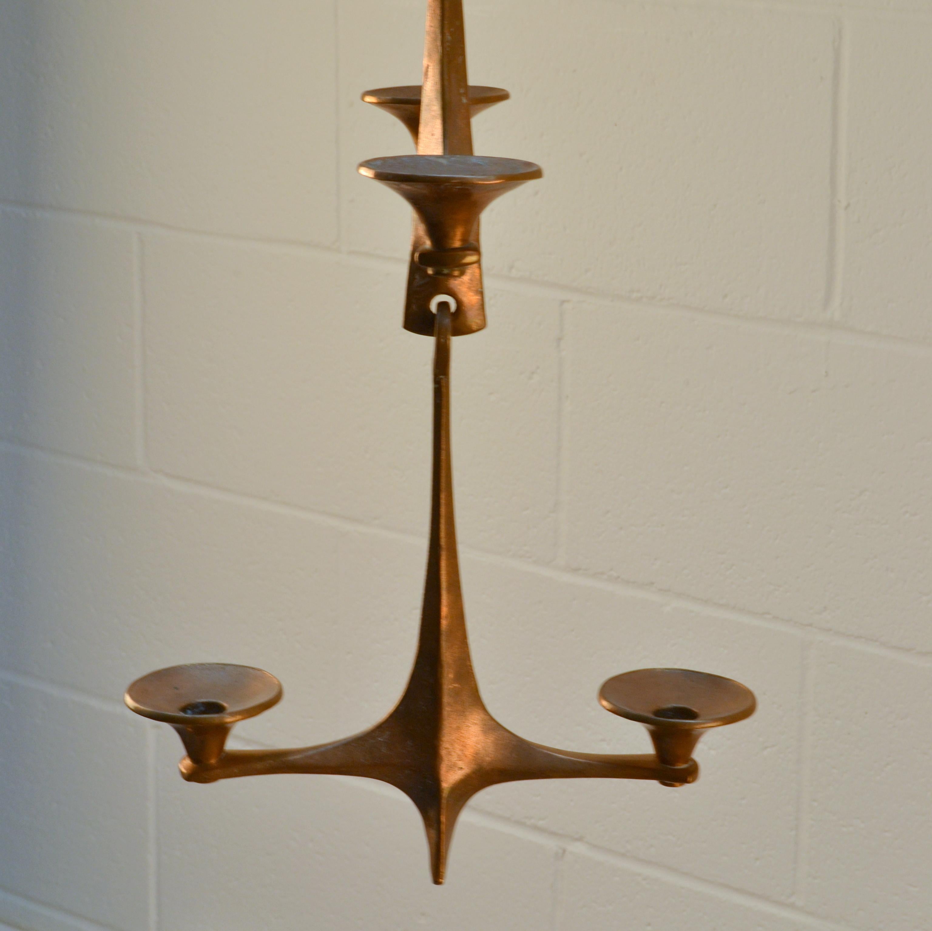 Suspended Bronze Candelabra by Harjes 1960's 2