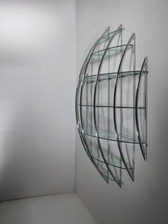Suspended Chrome Bookshelf in the style of Manfredo Massironi, Italy, 1970s
