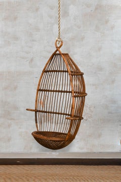 Suspended “Egg” Chair in Bamboo – Fratelli Castano, Italy 1950s