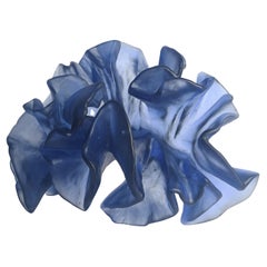 Suspended Moment, Soft Purplish Blue Cast Glass Sculpture by Monette Larsen