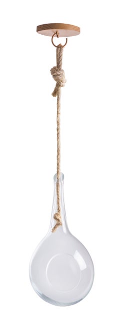 Suspended Terrarium Nest Big Cupola, Brazilian Wood, Glass and Sisal