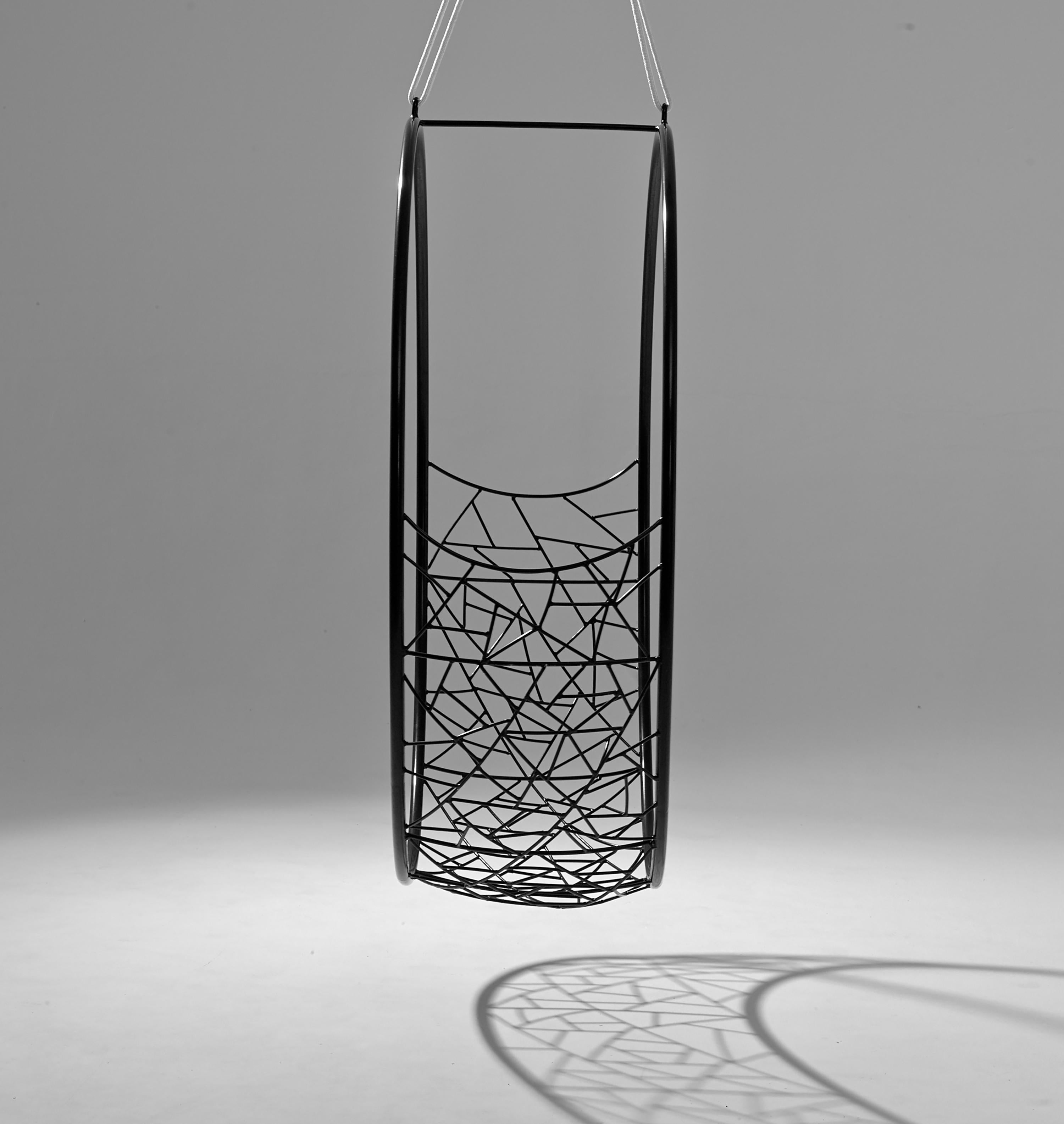 Contemporary Suspended Wheel Chair in Twig Pattern For Sale