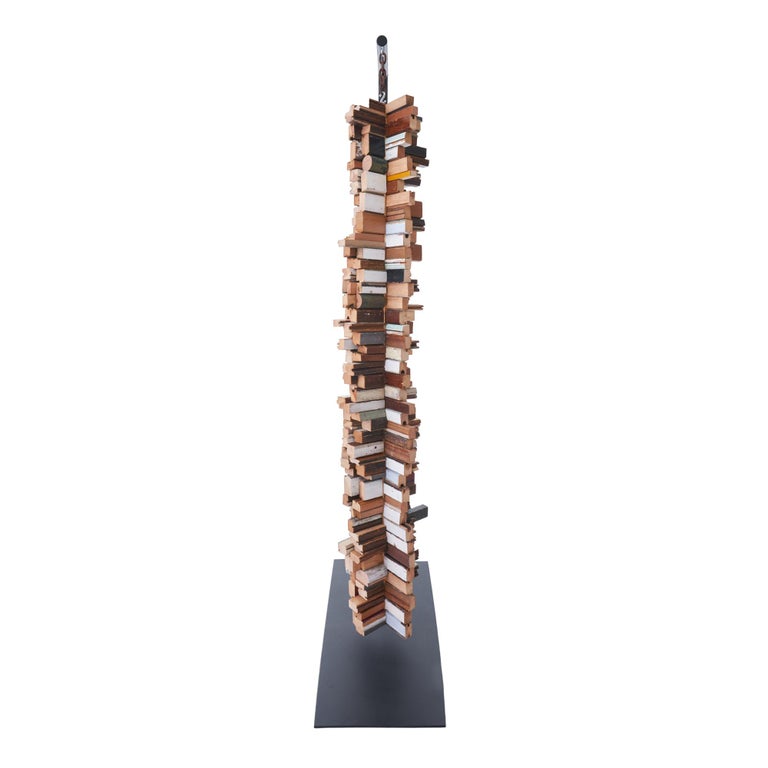 Suspended Wood TOTEM Sculpture by Michelle Peterson Albandoz In New Condition For Sale In Chicago, IL