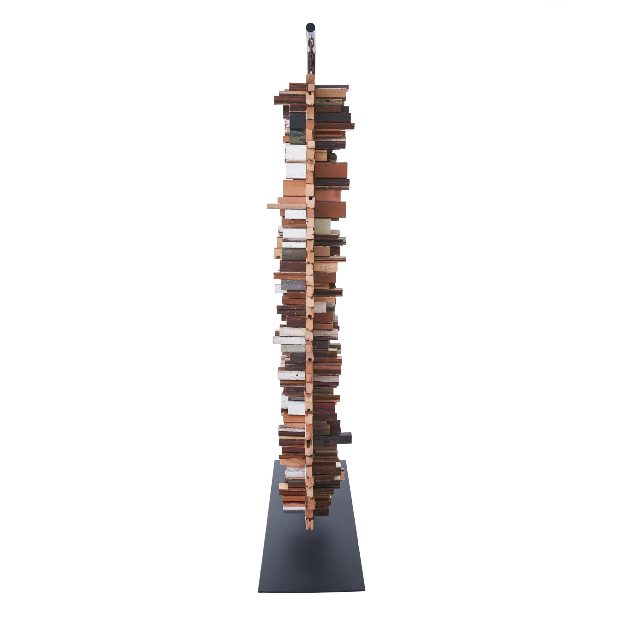 American Suspended Wood TOTEM Sculpture by Michelle Peterson Albandoz For Sale