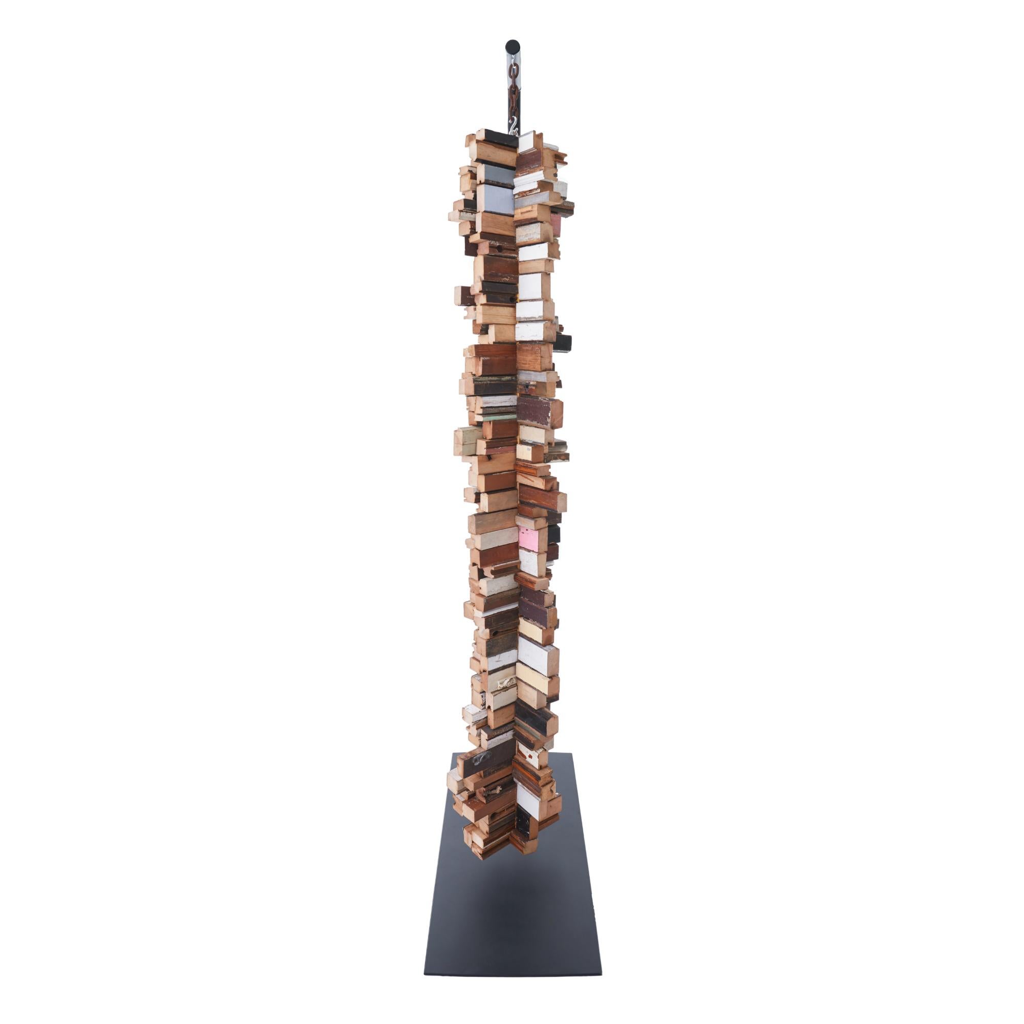 Suspended Wood TOTEM Sculpture by Michelle Peterson Albandoz In New Condition For Sale In Chicago, IL