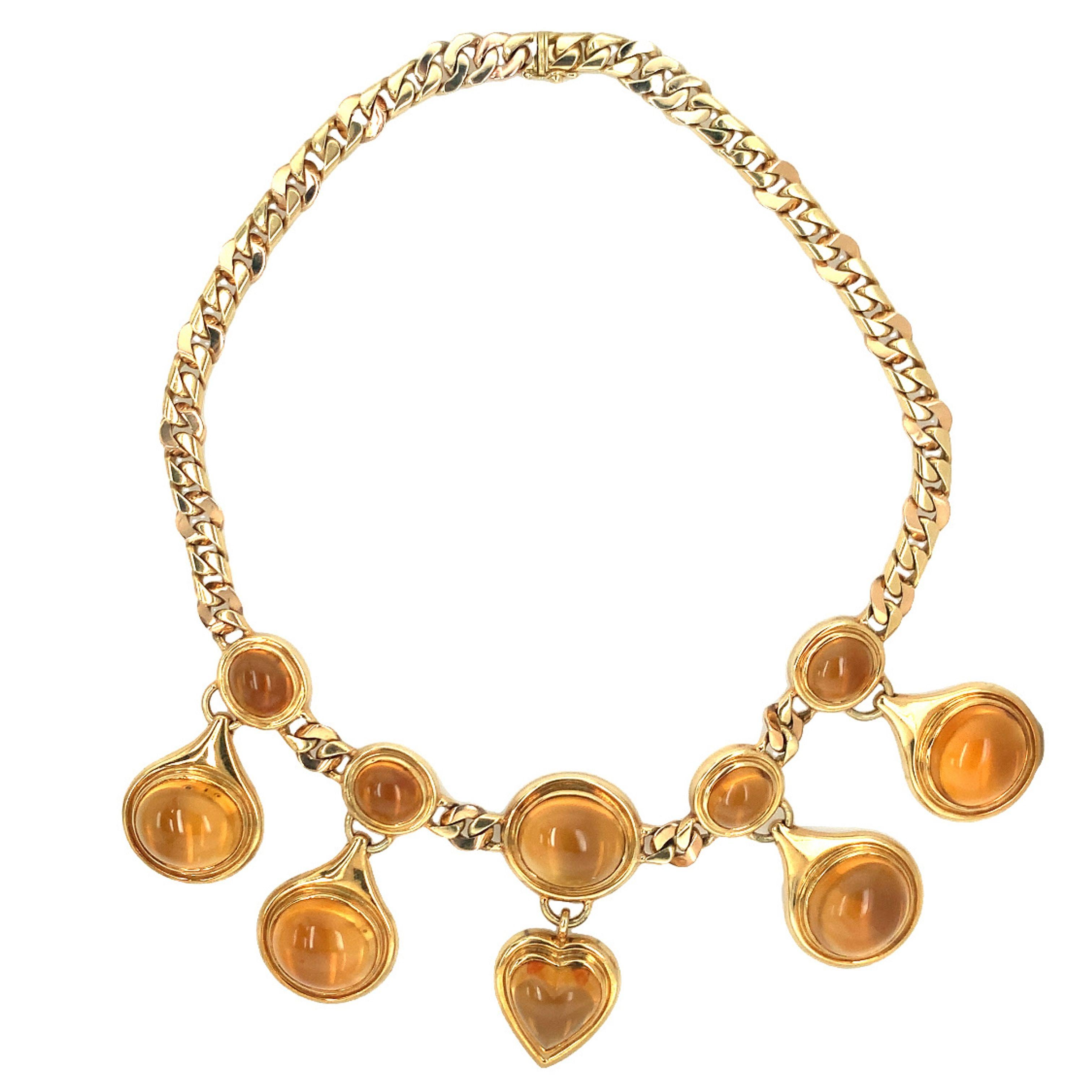 Suspending Citrine 18K Yellow Gold Necklace In Good Condition For Sale In Beverly Hills, CA