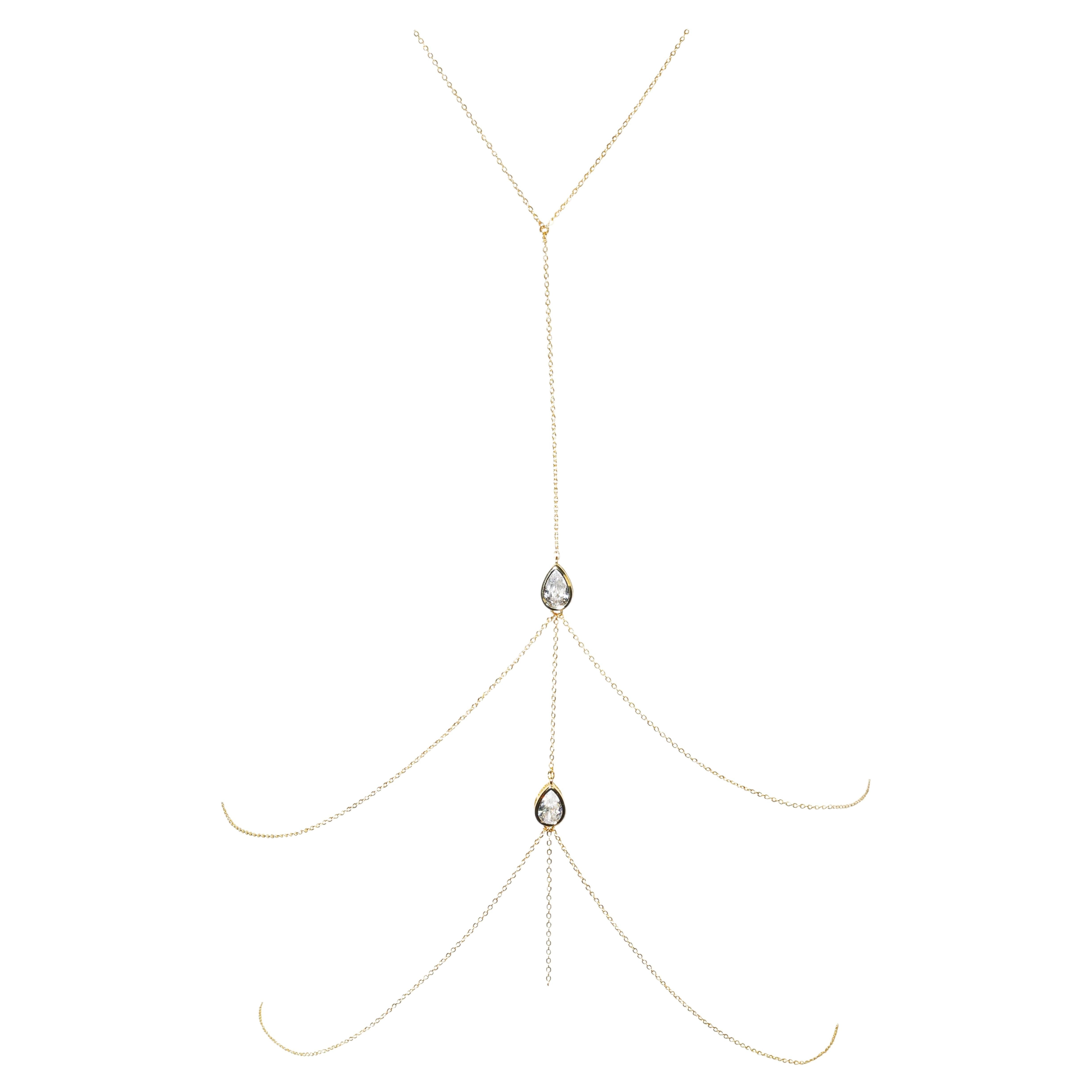 Suspendue Goutte 14K Gold-Filled Body Chain with Pear-Cut Crystal Drops