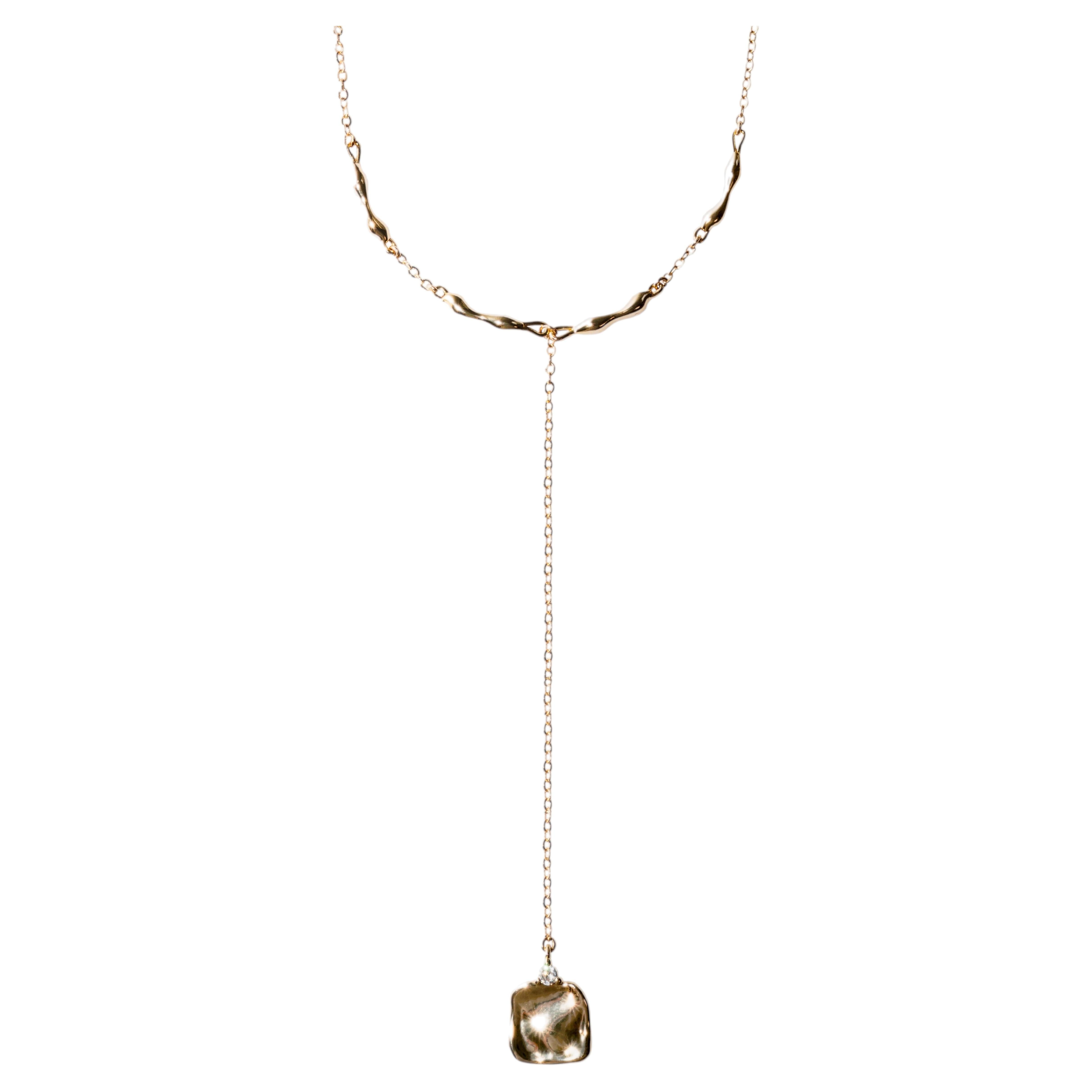 Collar largo de gota fundida Suspendue, relleno de oro de 14 quilates