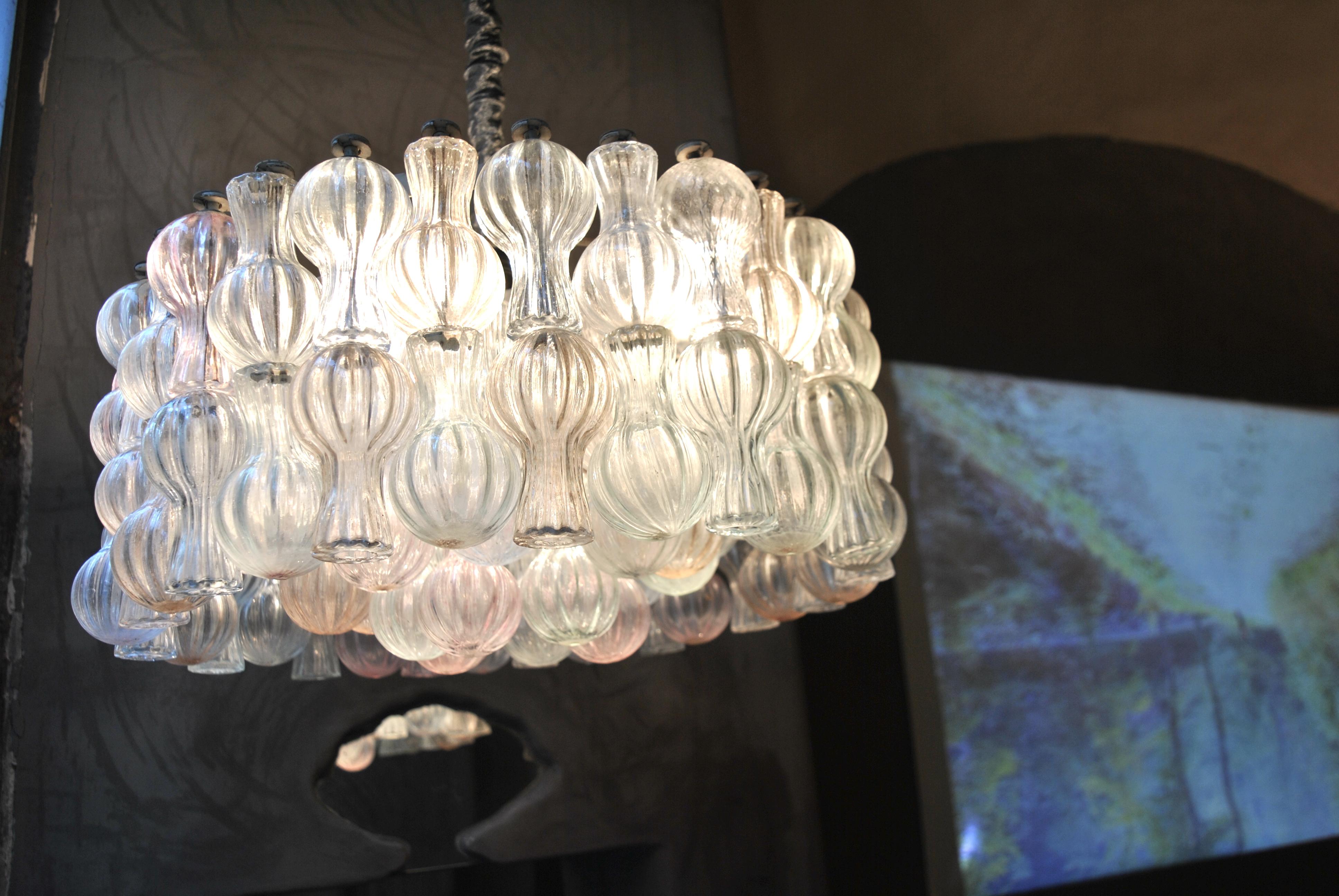 Suspension Chandelier by Seguso Murano Glass from the 1950s In Fair Condition In bari, IT