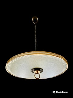Suspension glass with brass pietro chiesa style , Italie 1970s