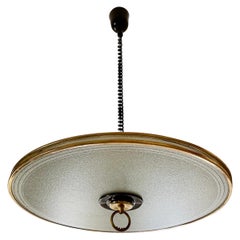 Suspension glass with brass pietro chiesa style , Italie 1970s