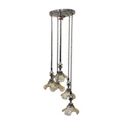 suspension in chromed metal and glass circa 1970