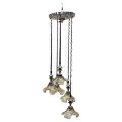 Vintage suspension in chromed metal and Murano glass circa 1970