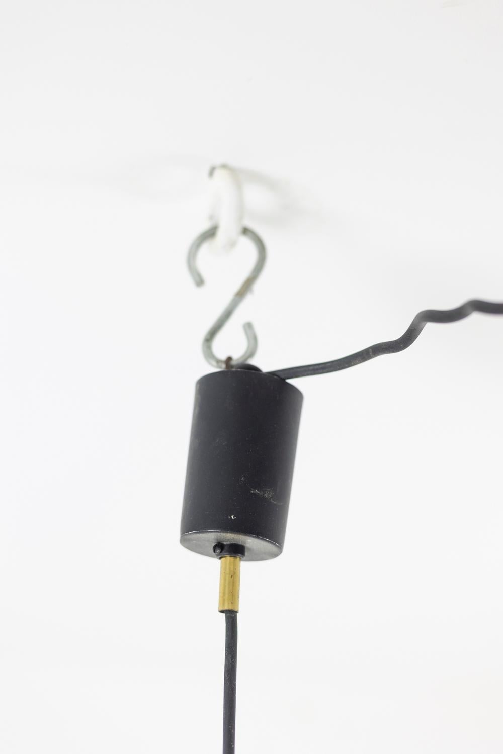 Suspension in Opaline and Teak, 1970s For Sale 1