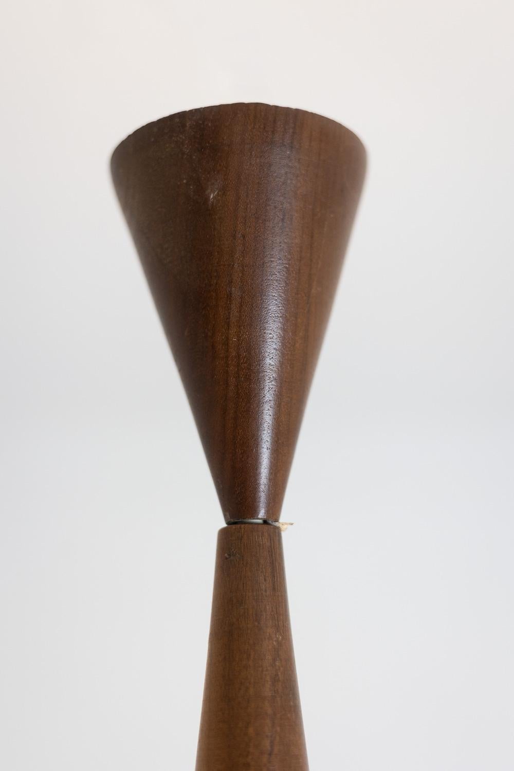 Danish Suspension in white opaline glass and blond mahogany. 1960s. For Sale