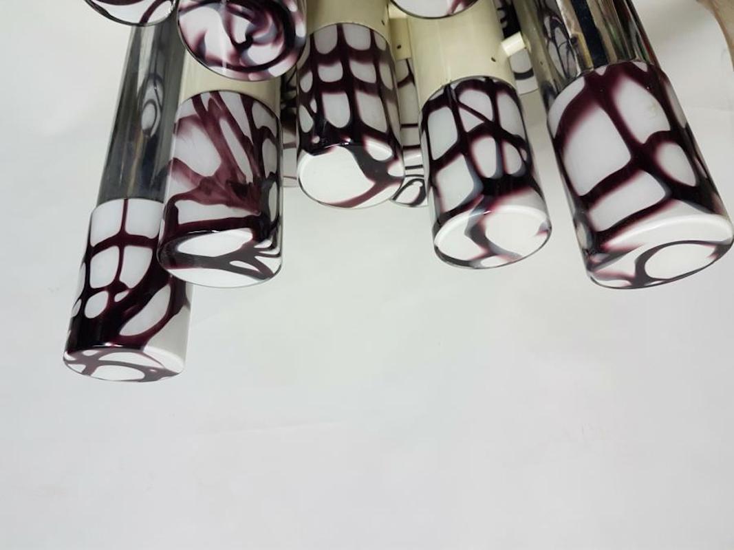 Lampe à suspension, 11 lampes en verre soufflé, design Angelo Brotto pour Esperia, 1970 Bon état - En vente à taranto, IT