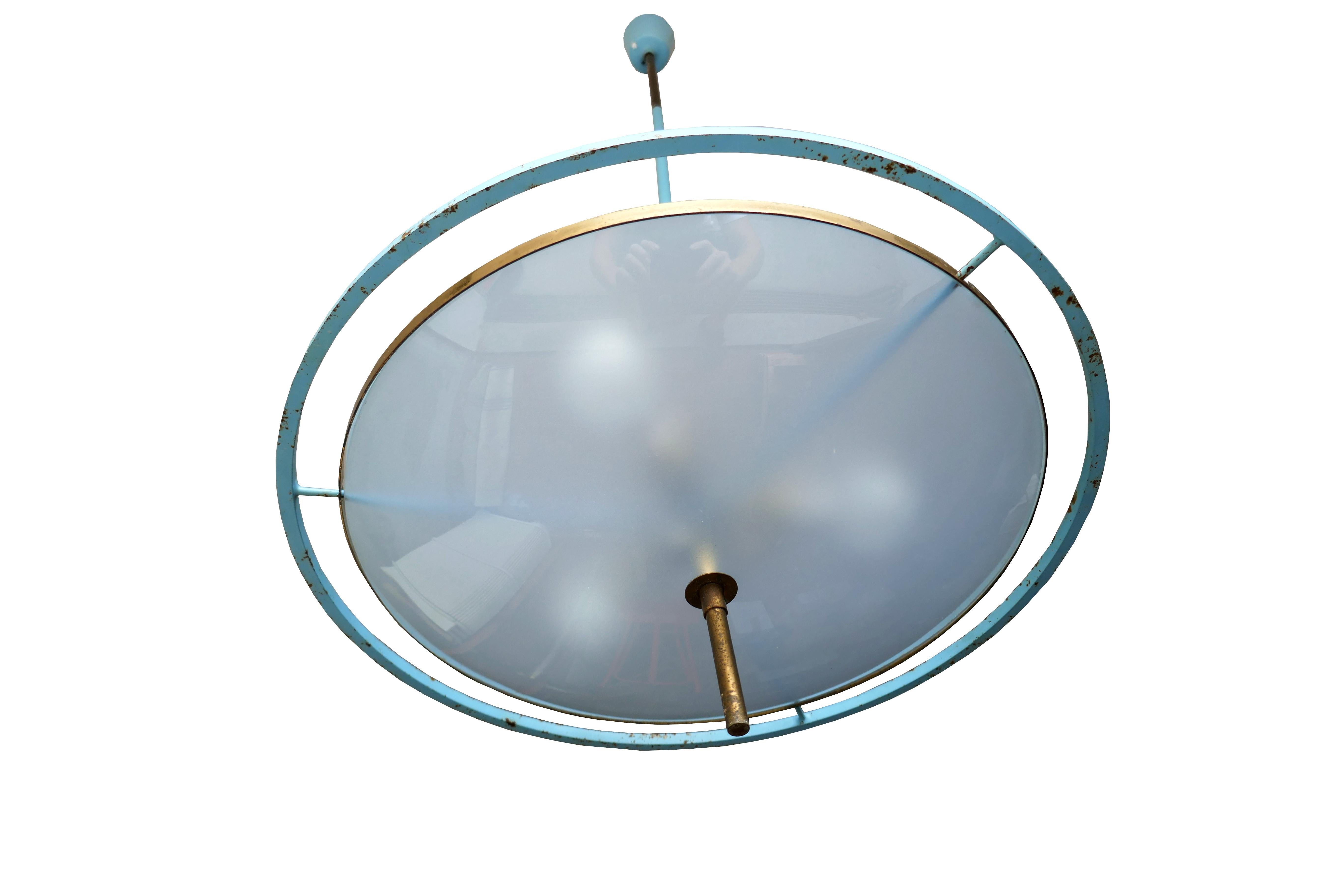 Suspension lamp attributed to Oscar Torlasco for Stilux In Fair Condition For Sale In Lugo, IT