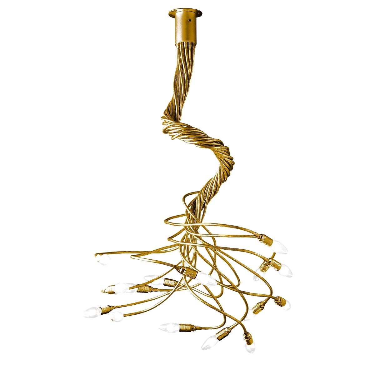 La serie Turciù, la primera familia de iluminación creada por Enzo Catellani, encarna la idea de interacción y libertad creativa. Cada brazo flexible se puede girar y moldear a voluntad, permitiendo que la lámpara se convierta en una escultura de