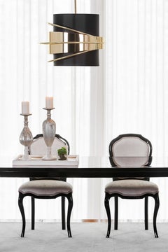 Art Deco Enlace Pendant Chandelier Black Brass Handmade Portugal Greenapple