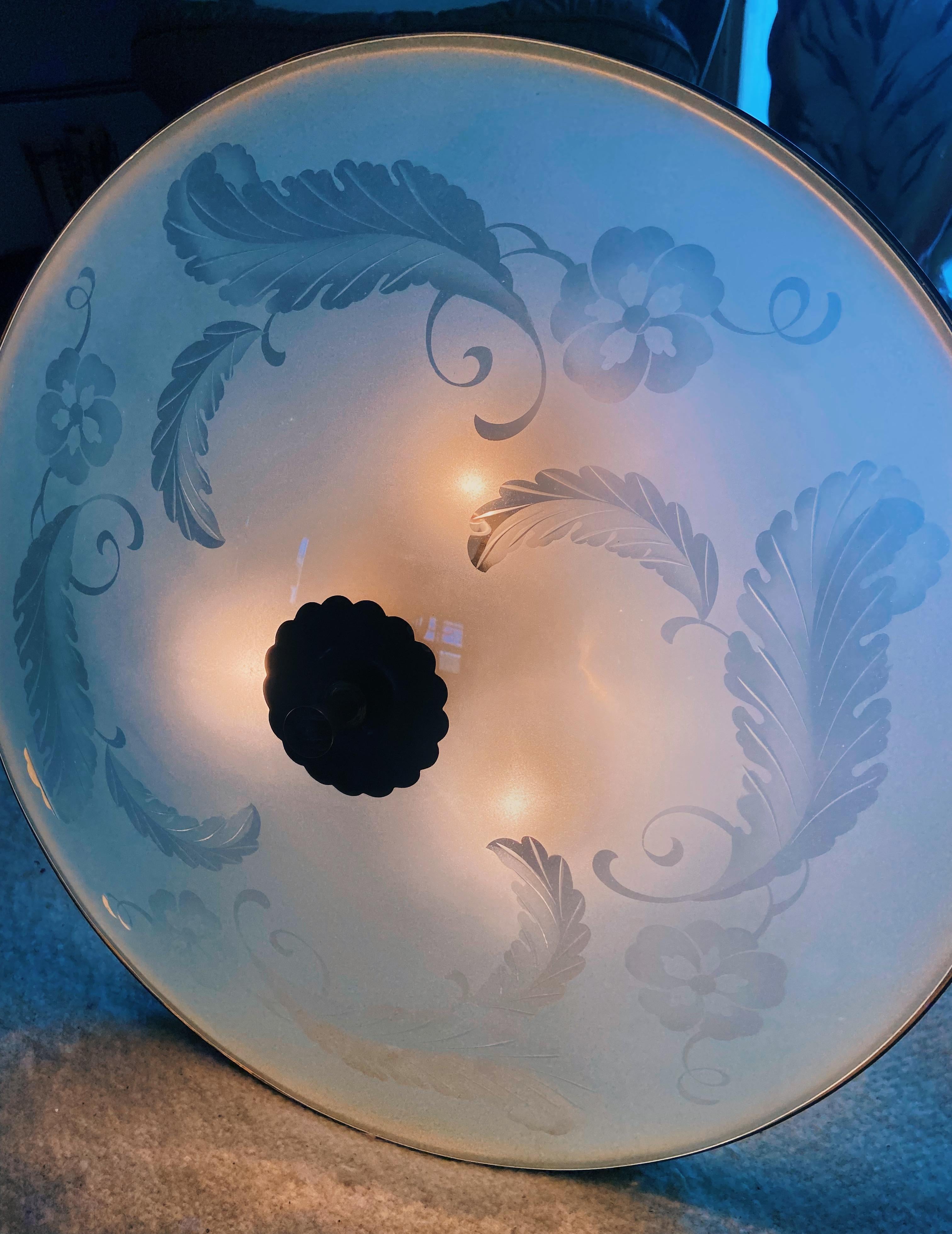 Mid-Century moderno Lampada a sospensione in vetro di Murano e ottone di Pietro Chiesa per Fontana Arte in vendita