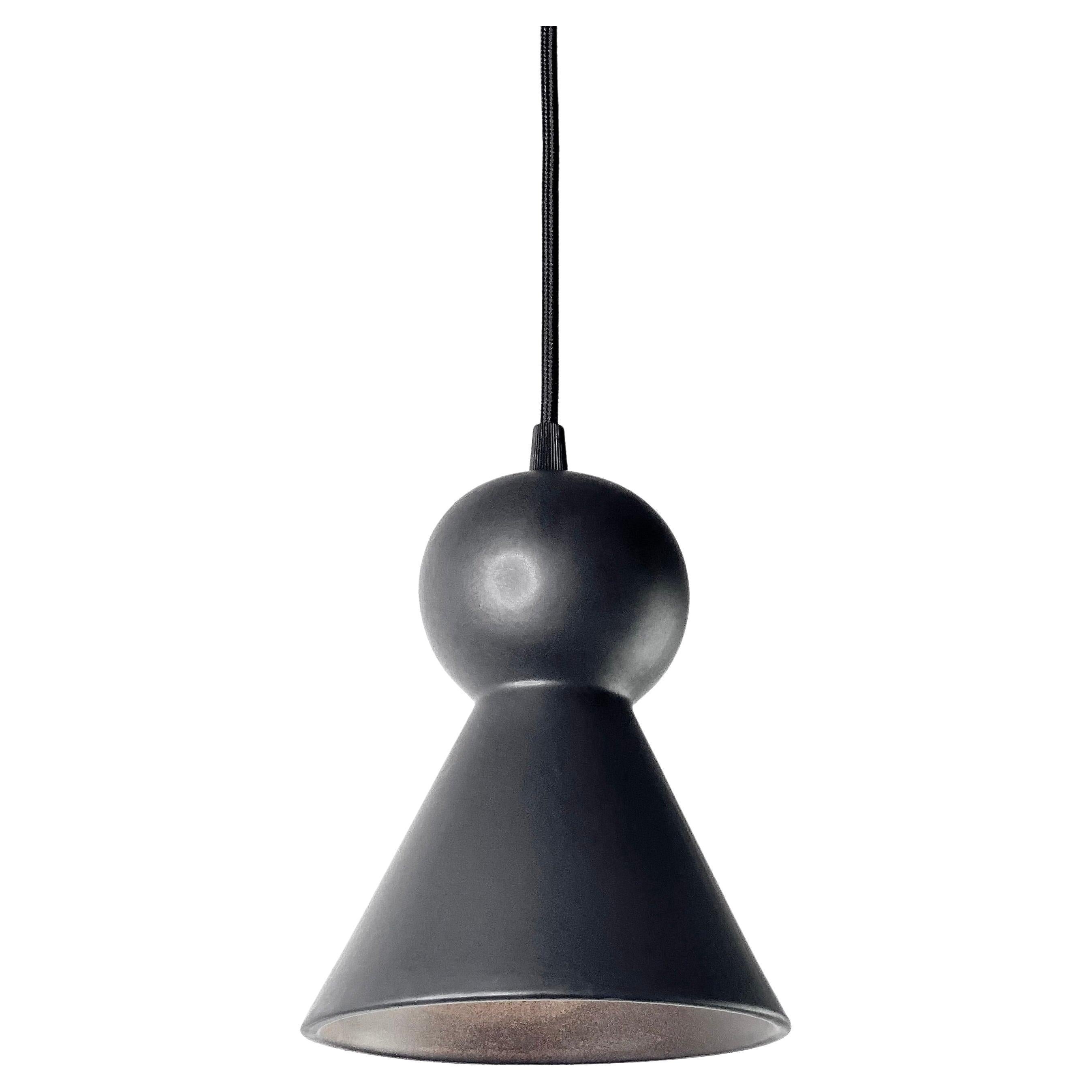 Lampada a sospensione contemporanea in gres nero opaco, design minimalista, LOVER 2.0