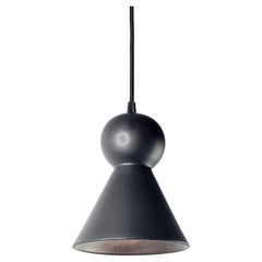 Lampada a sospensione contemporanea in gres nero opaco, design minimalista, LOVER 2.0