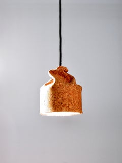 Contemporary Cork and Stoneware Suspension Lamp, Minimalist Design, ORGANIC
